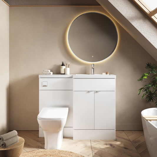 Hudson Reed Fusion 1100mm Right Hand Floor Standing 2 Door Vanity Basin & Toilet Combination
