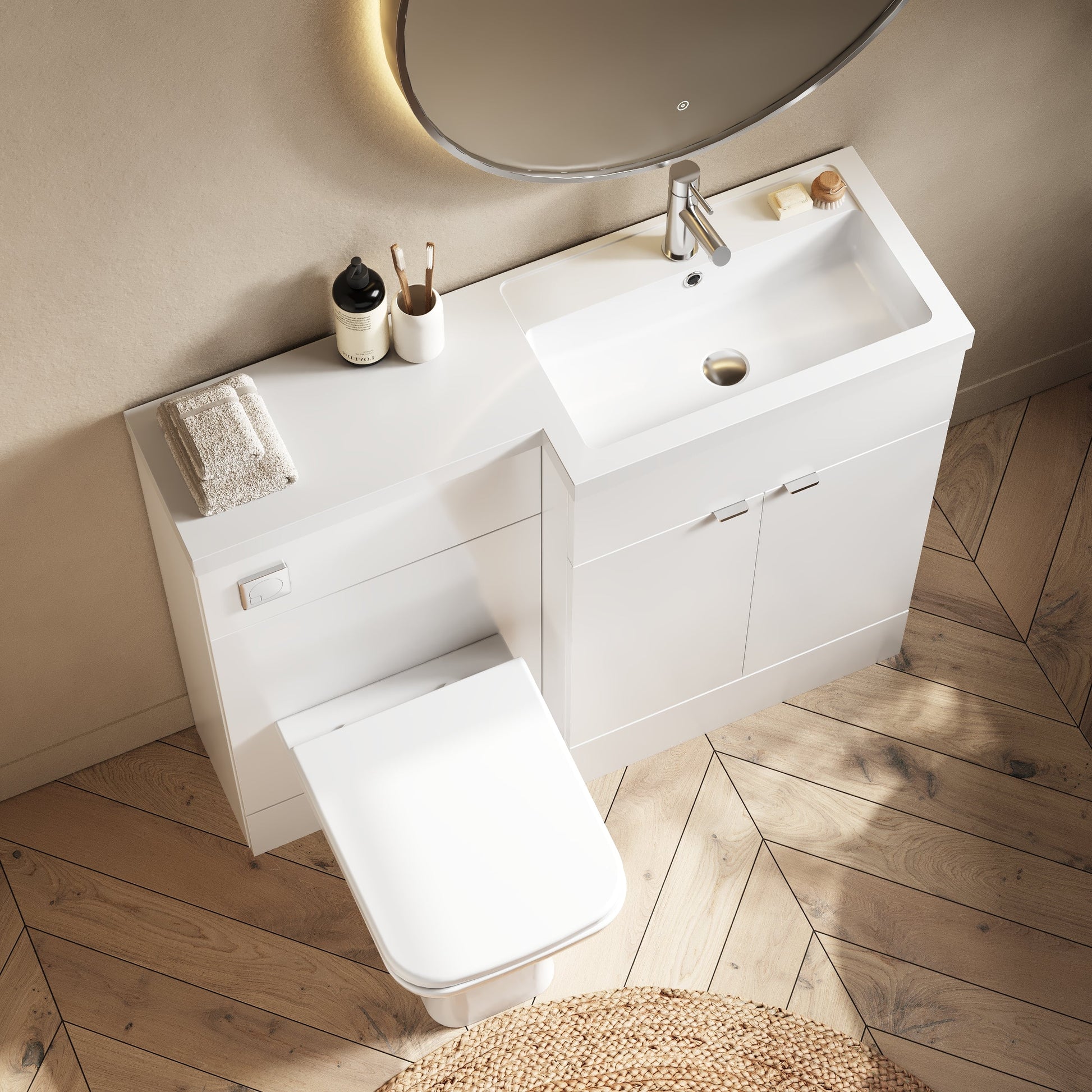 Hudson Reed Fusion 1100mm Right Hand Floor Standing 2 Door Vanity Basin & Toilet Combination
