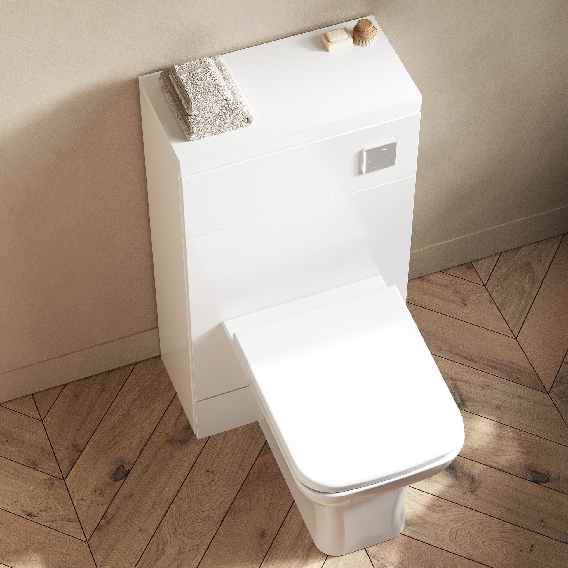 Hudson Reed Fusion 500mm Compact Gloss White Floor Standing Toilet Unit With Top
