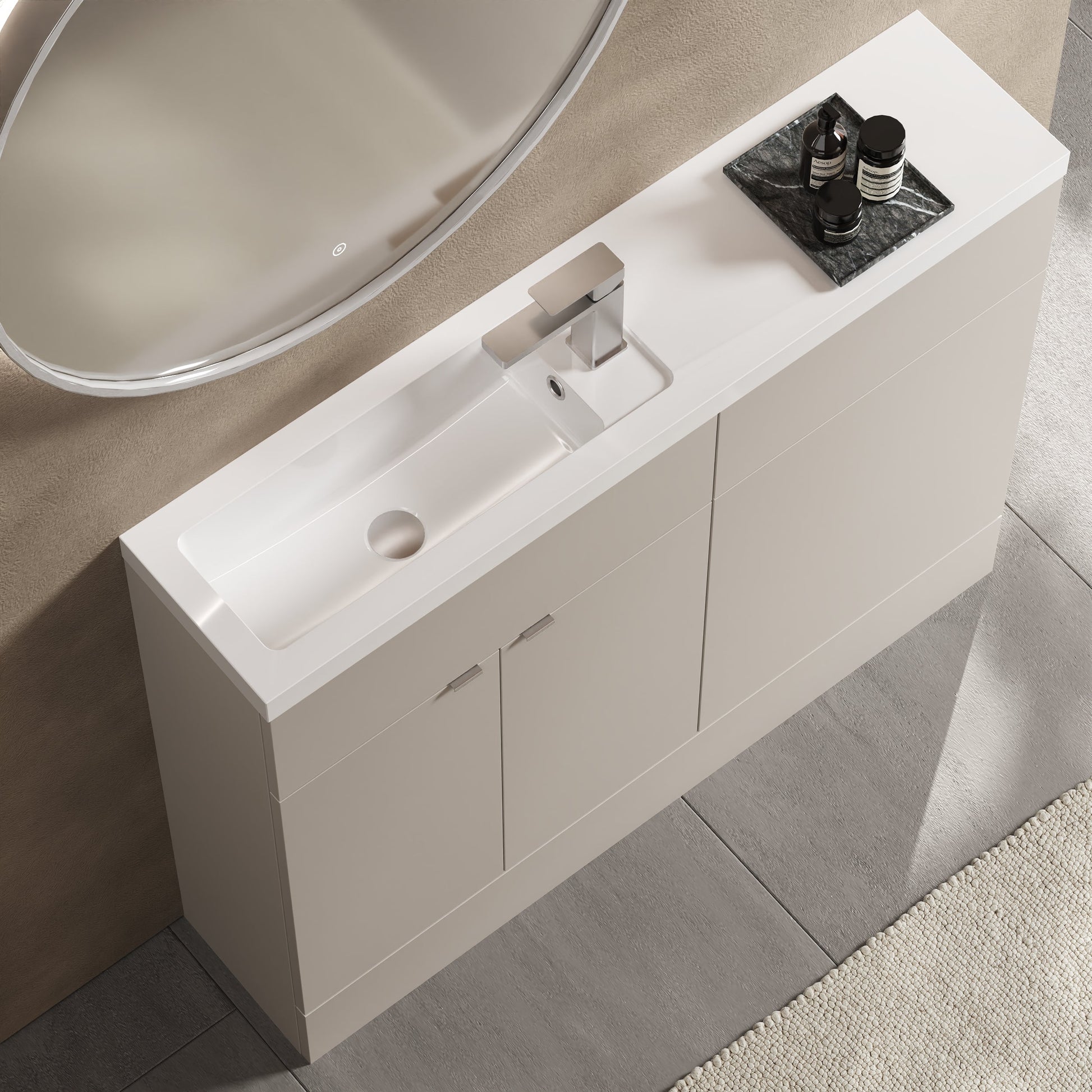 Hudson Reed Fusion 1100mm Compact Pebble Grey Floor Standing Combination Unit With Basin