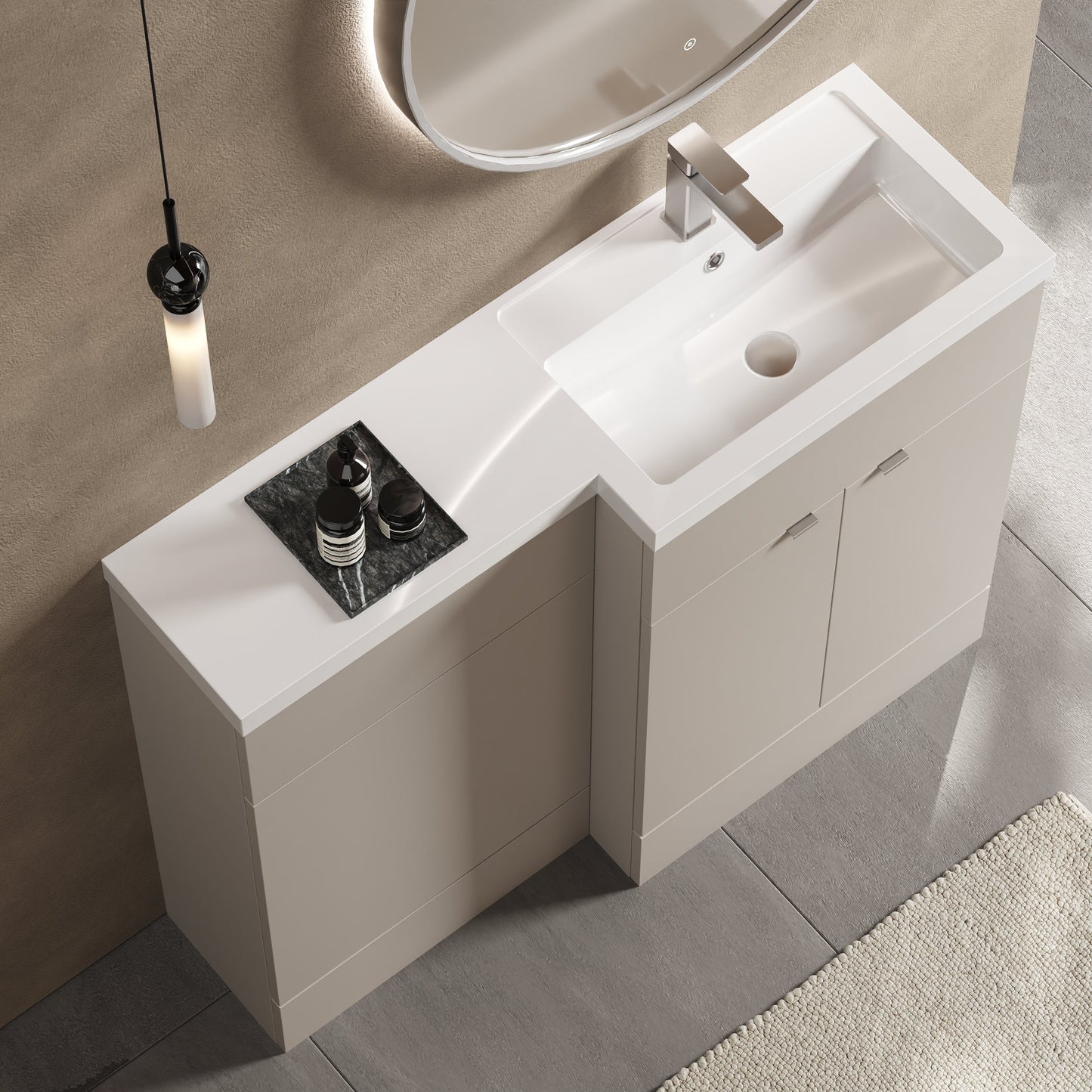 Hudson Reed Fusion 1100mm Right Hand Pebble Grey Combination Unit With Basin
