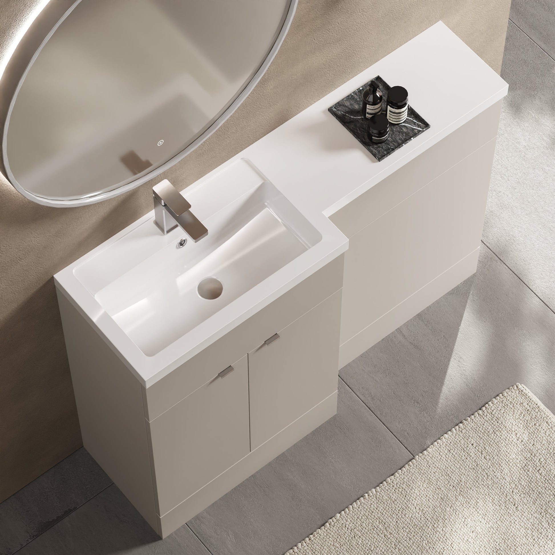 Hudson Reed Fusion 1200mm Left Hand Pebble Grey Combination Unit With Basin