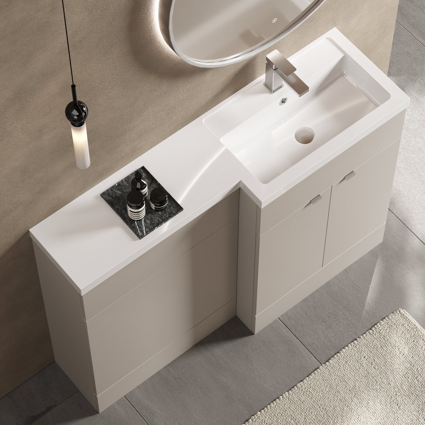 Hudson Reed Fusion 1200mm Right Hand Pebble Grey Combination Basin Unit With Handles
