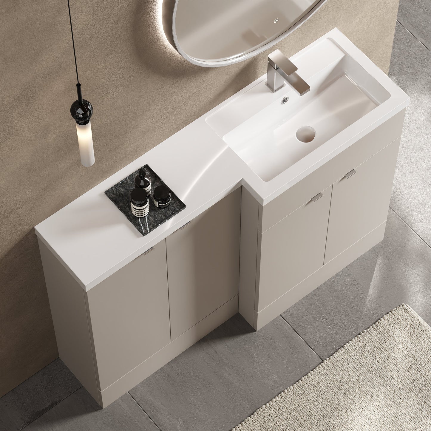 Hudson Reed Fusion 1200mm Right Hand Pebble Grey Combination Unit With Handles