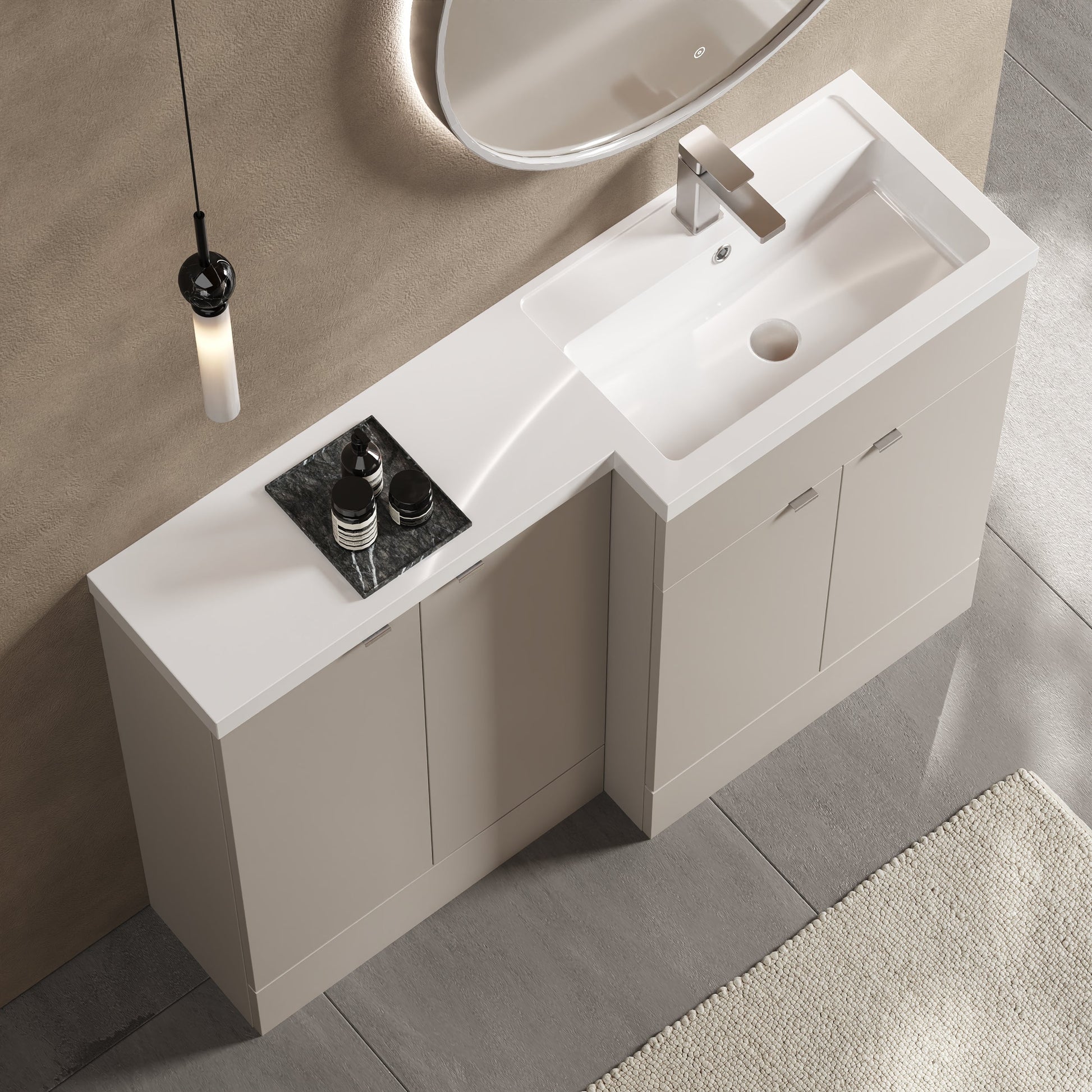 Hudson Reed Fusion 1200mm Right Hand Pebble Grey Combination Unit With Handles