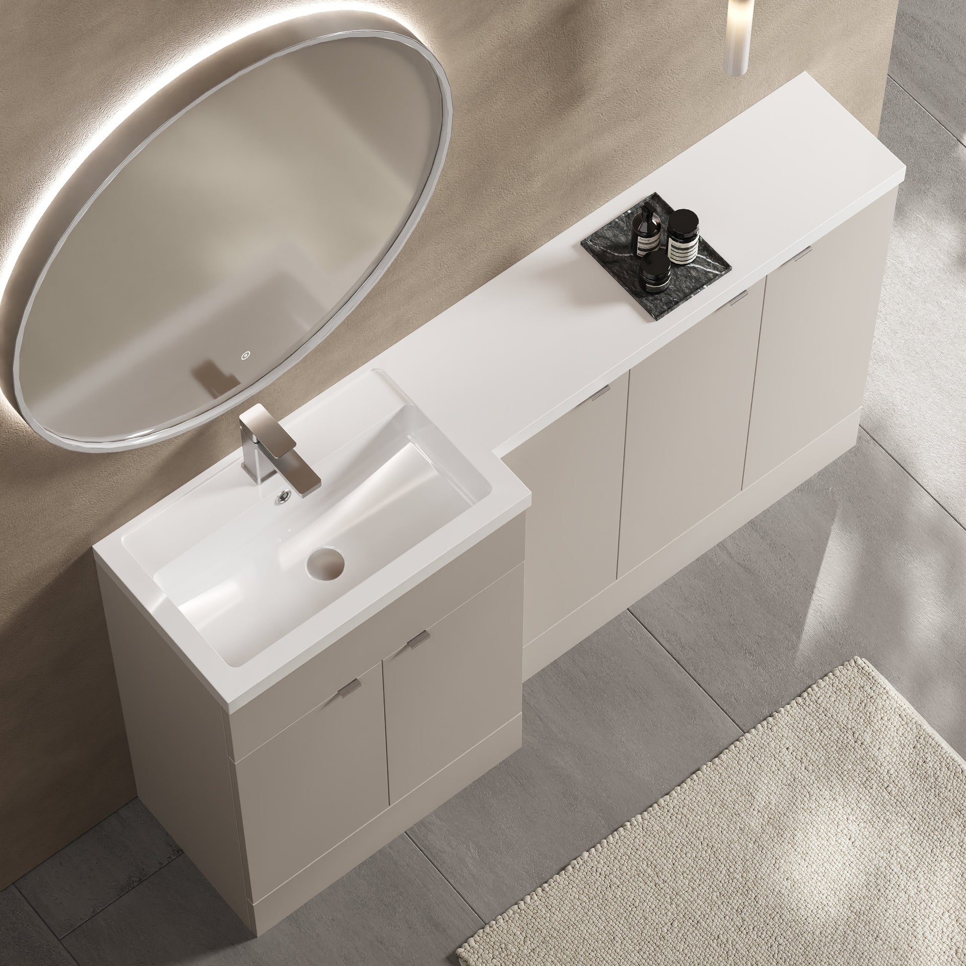 Hudson Reed Fusion 1500mm Right Hand Pebble Grey Combination Unit With Basin