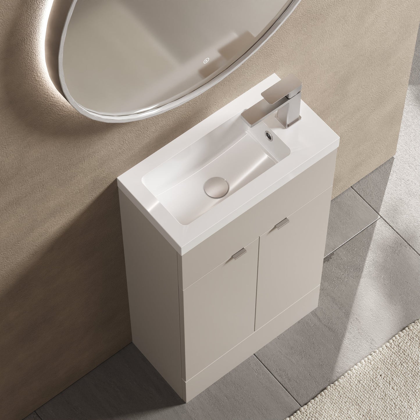 Hudson Reed Fusion 500mm Pebble Grey Vanity Unit & Basin With Handles