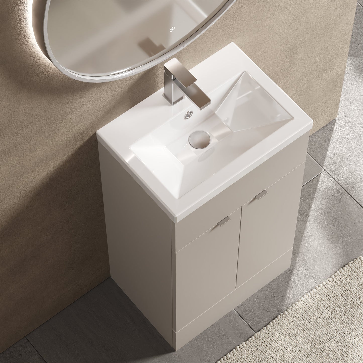 Hudson Reed Fusion 500mm Pebble Grey Vanity Unit & Basin With Handles
