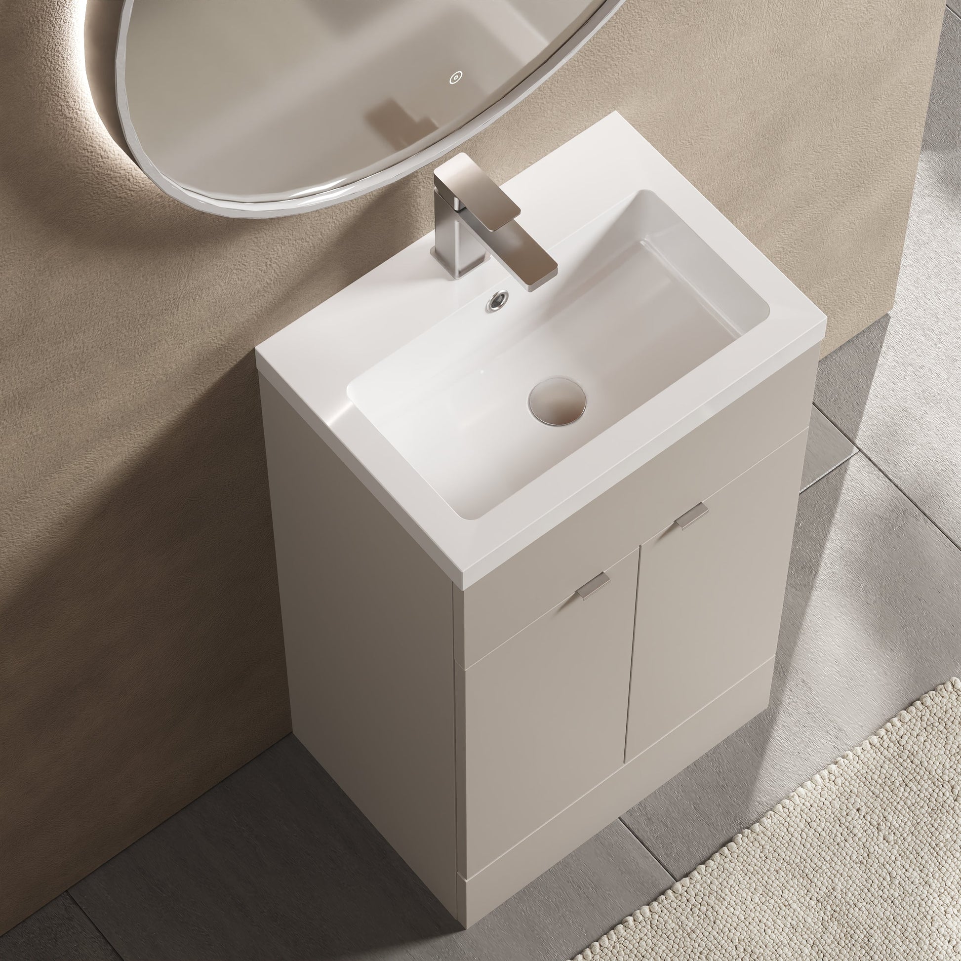 Hudson Reed Fusion 500mm Pebble Grey Vanity Unit & Basin Ready Built