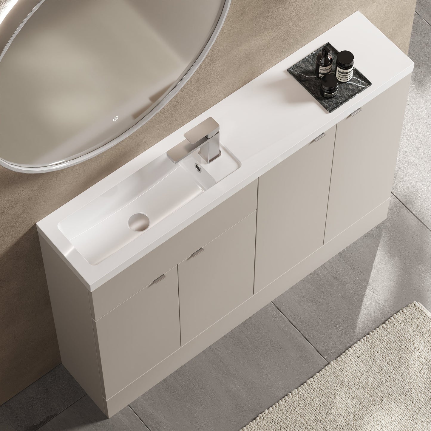 Hudson Reed Fusion 1205mm Compact Pebble Grey Combination Vanity Unit
