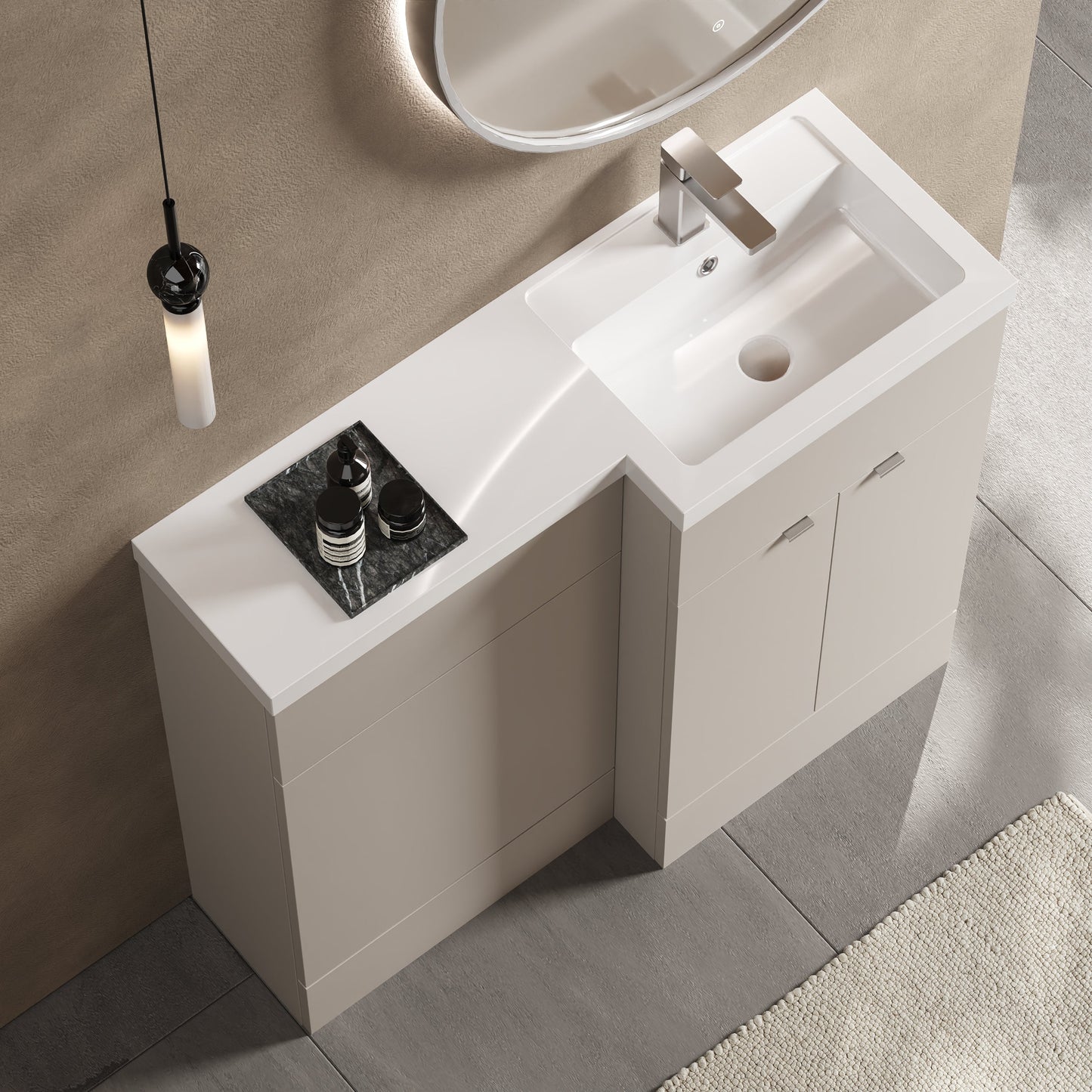 Hudson Reed Fusion 1000mm Left Hand Pebble Grey Combination Vanity Unit With Basin