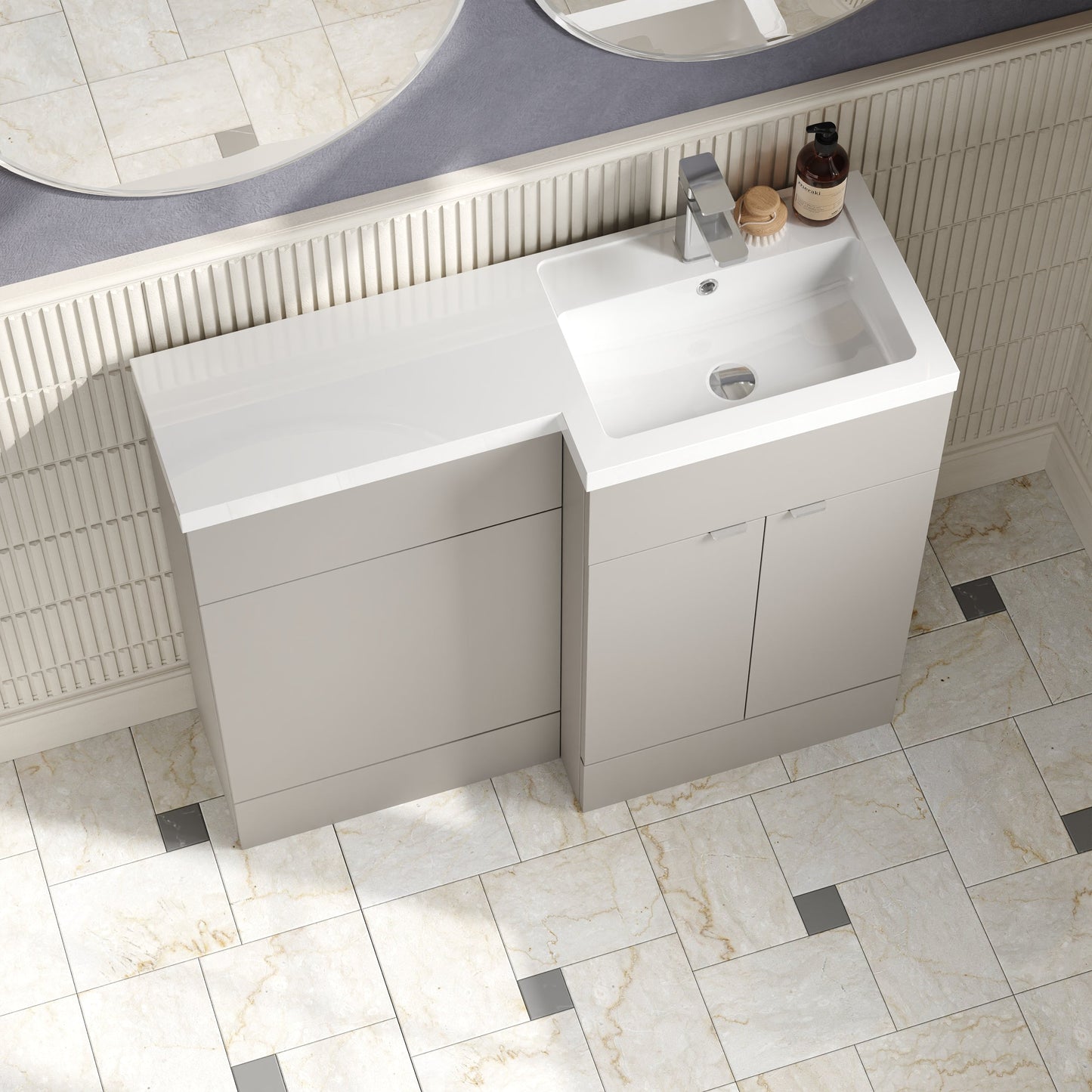 Hudson Reed Fusion 1000mm Right Hand Pebble Grey Combination Unit with Basin