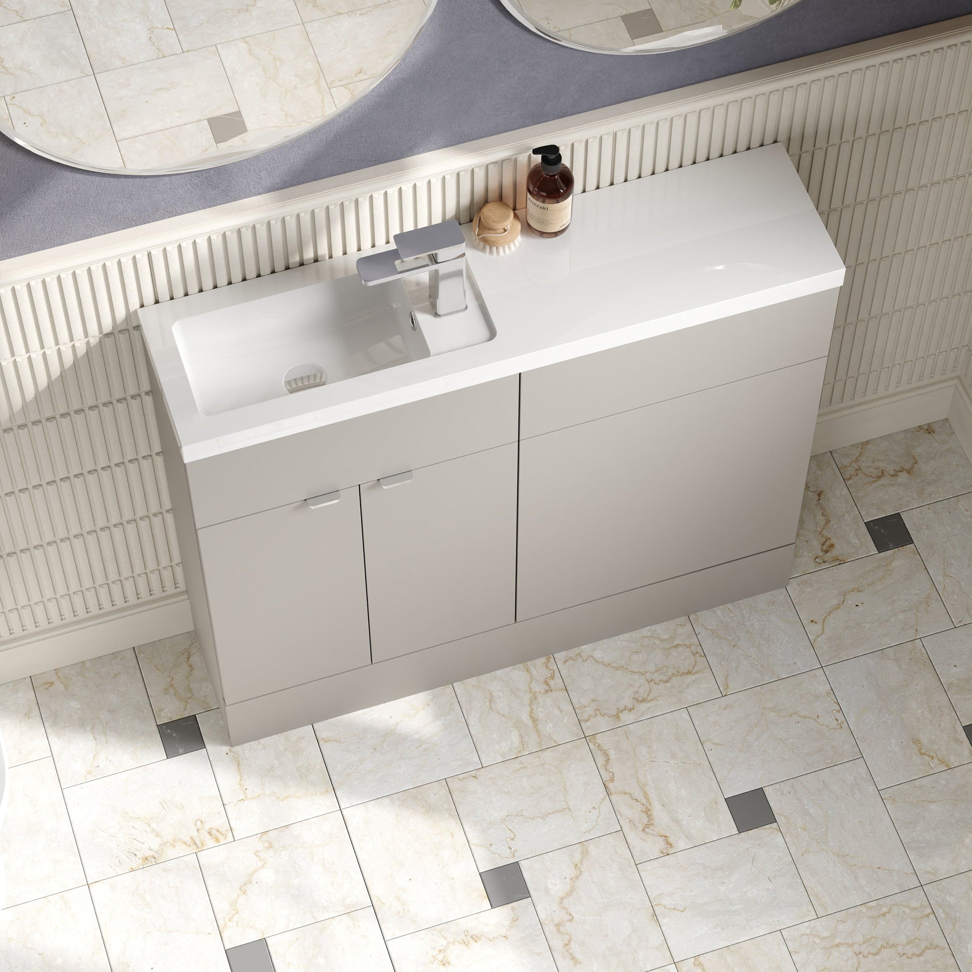 Hudson Reed Fusion 1000mm Pebble Grey Compact Combination Vanity & Toilet Unit