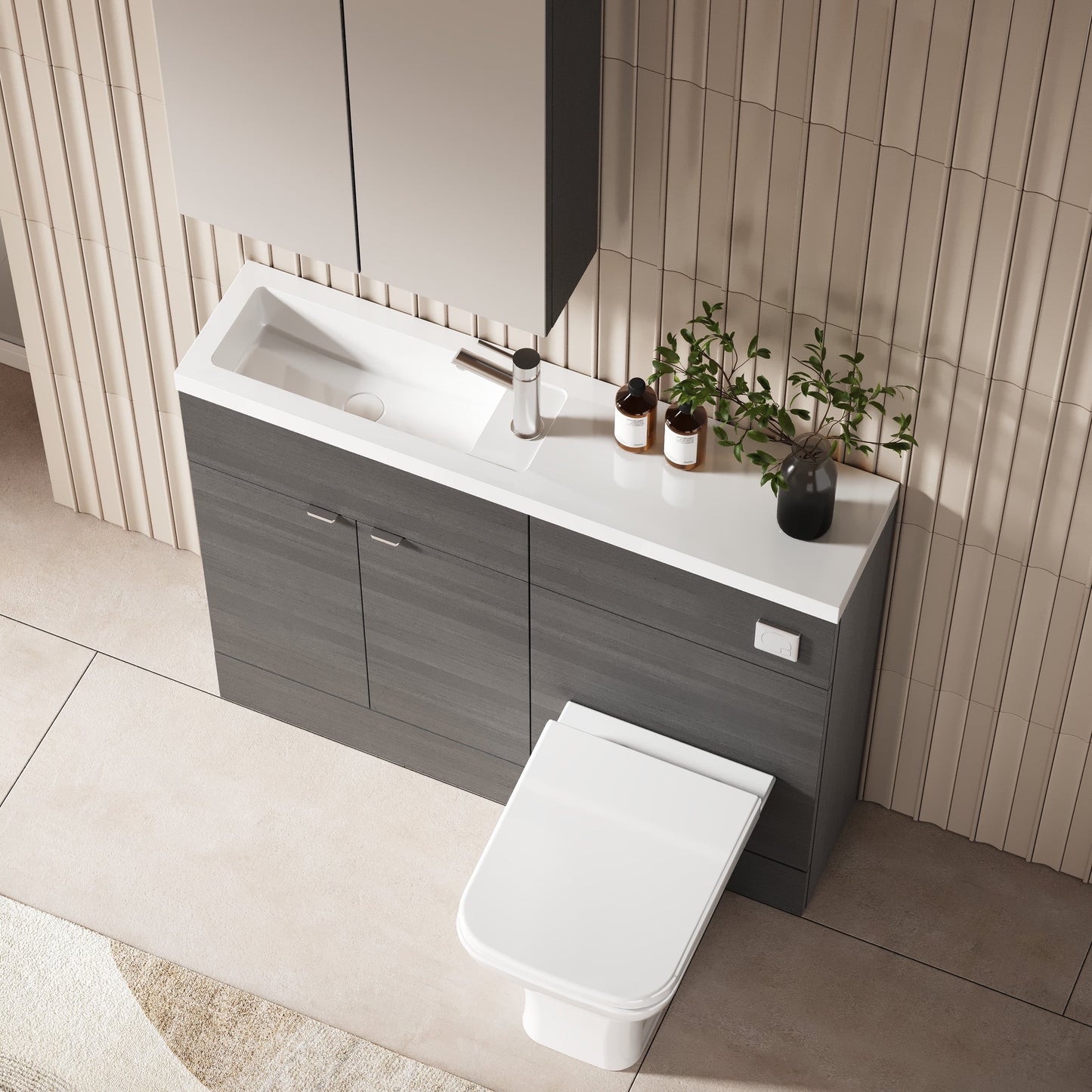 Hudson Reed Fusion 1100mm Compact Floor Standing 2 Door Vanity Basin & Toilet Combination