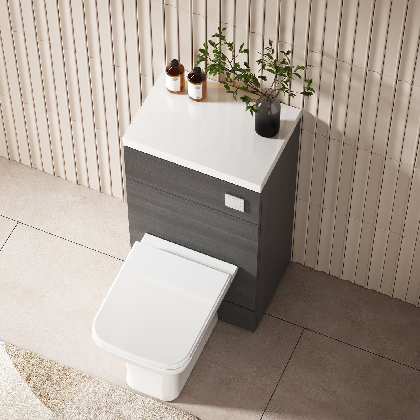 Hudson Reed Fusion 500mm Anthracite Woodgrain Toilet Unit & Top