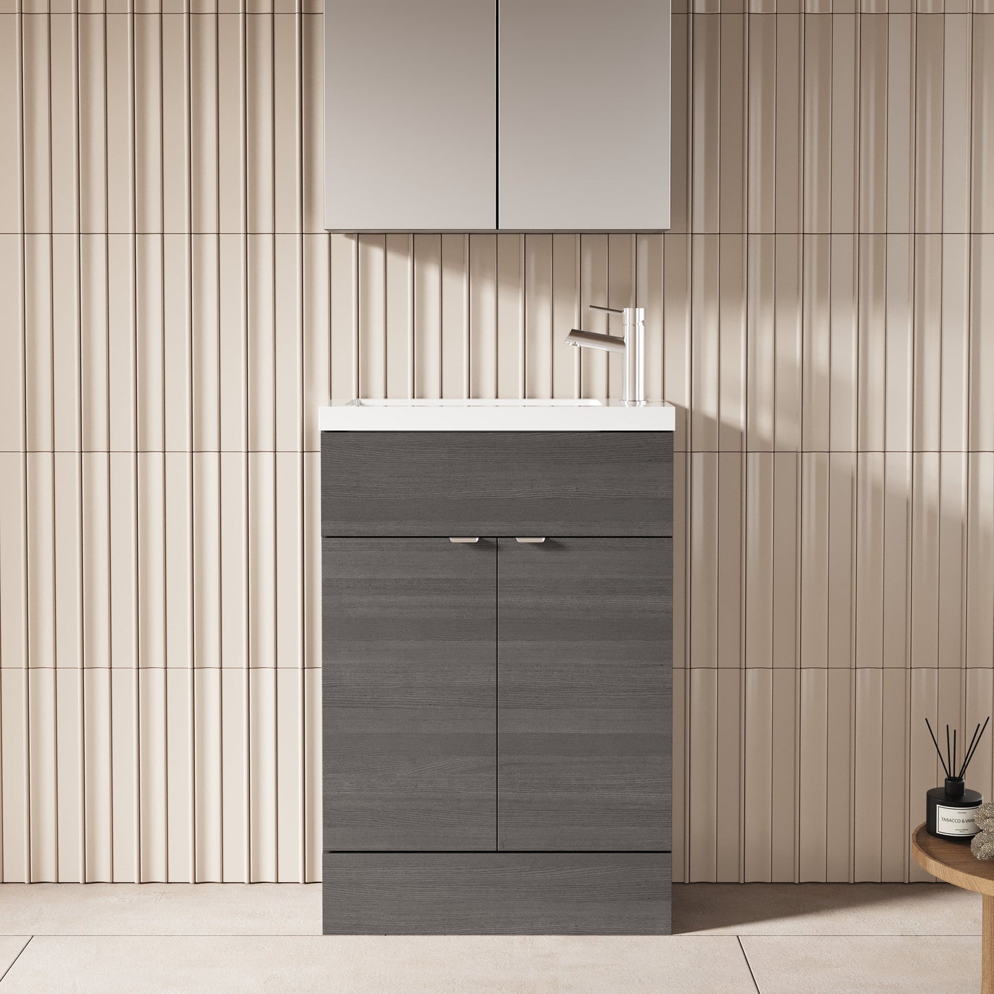 Hudson Reed Fusion 600mm Floor Standing 2 Door Vanity Unit With Basin
