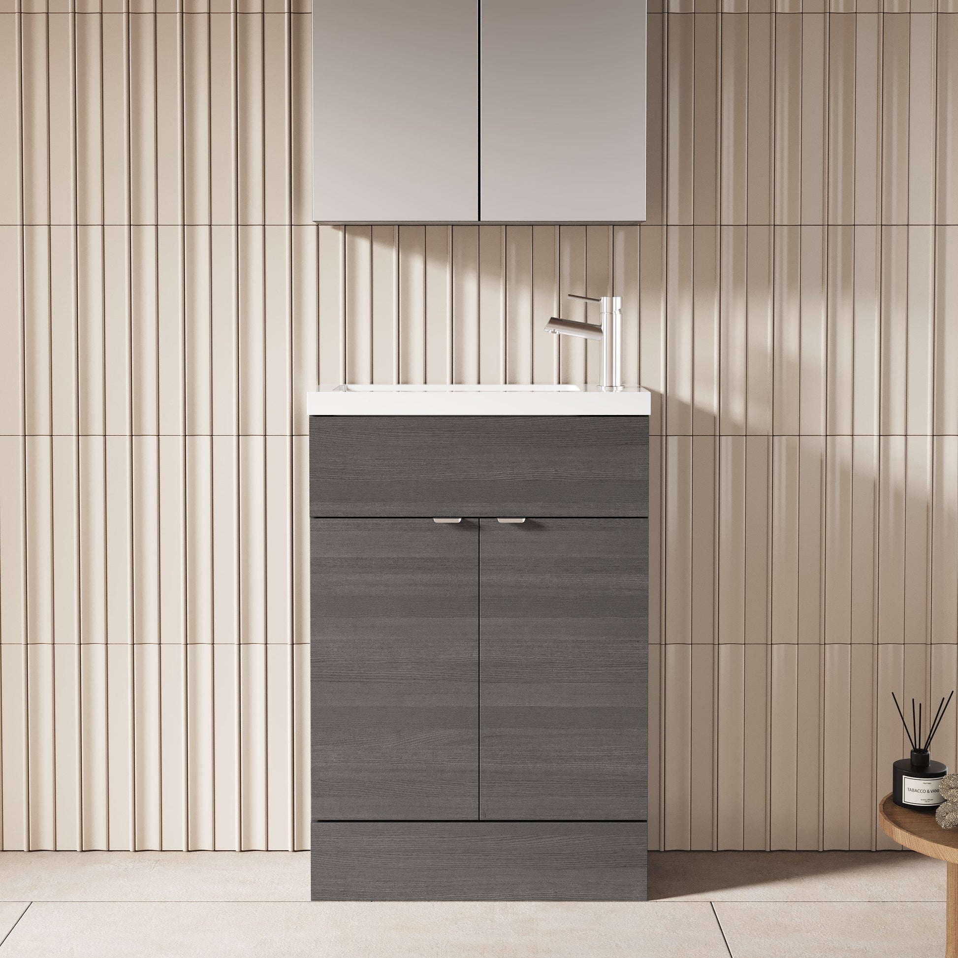 Hudson Reed Fusion 600mm Floor Standing 2 Door Vanity Unit With Basin