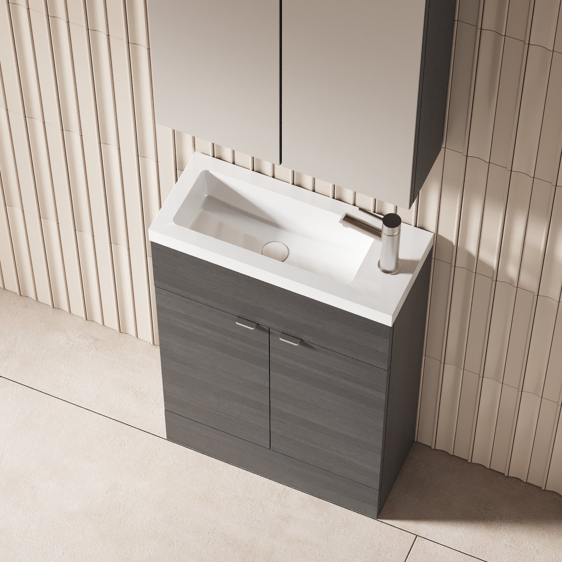 Hudson Reed Fusion 600mm Floor Standing 2 Door Vanity Unit With Basin