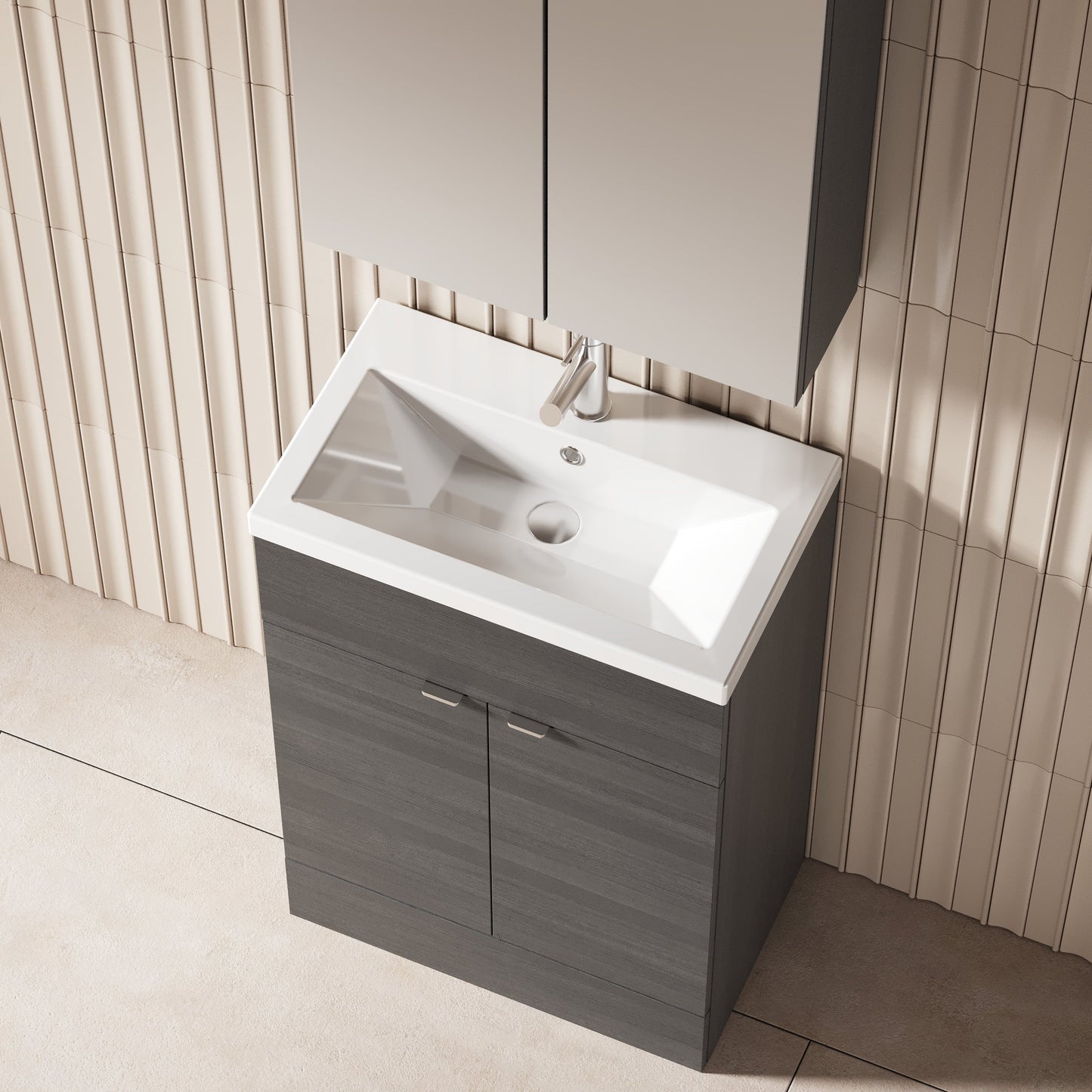 Hudson Reed Fusion 600mm Floor Standing 2 Door Vanity Unit & Ceramic Basin