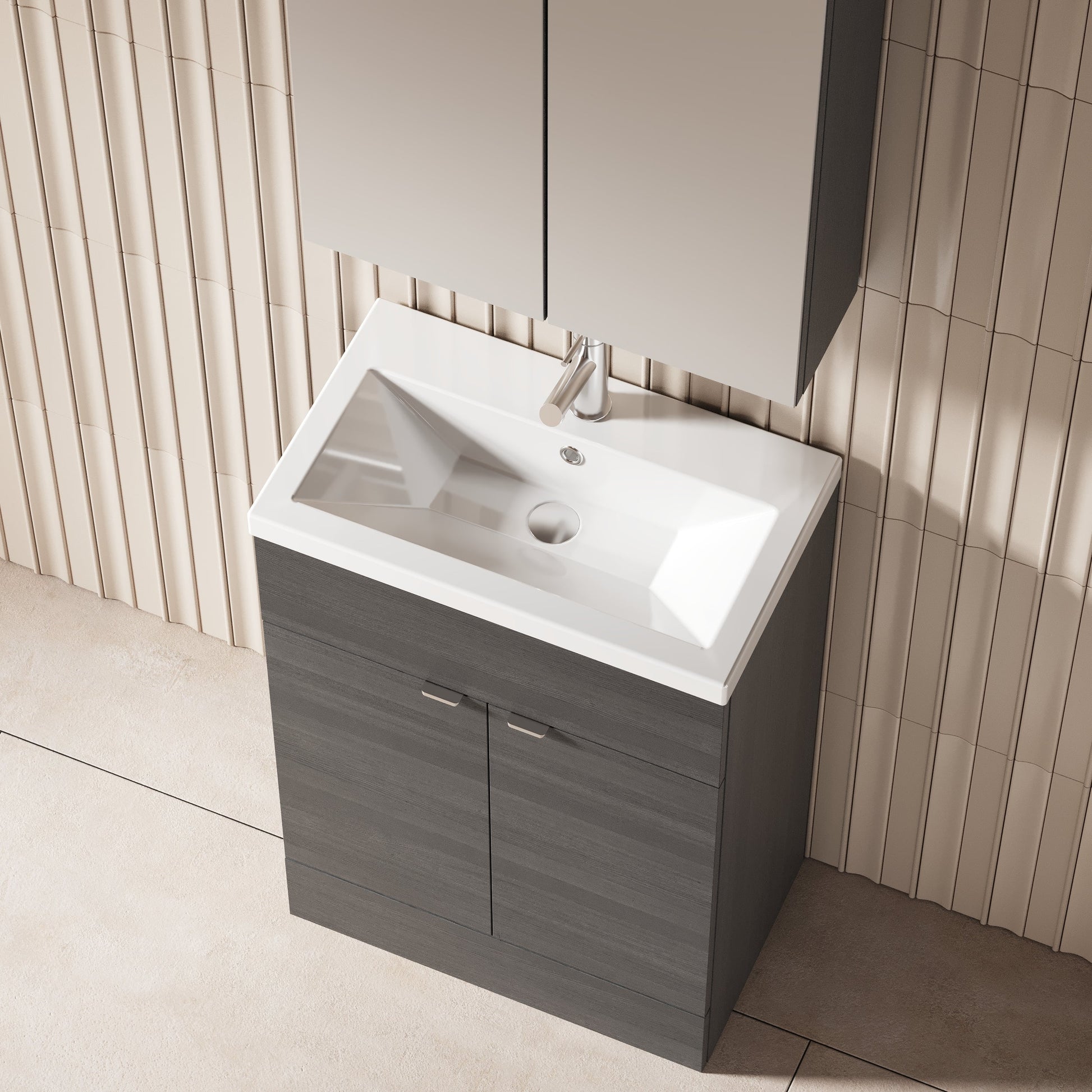 Hudson Reed Fusion 600mm Floor Standing 2 Door Vanity Unit & Ceramic Basin