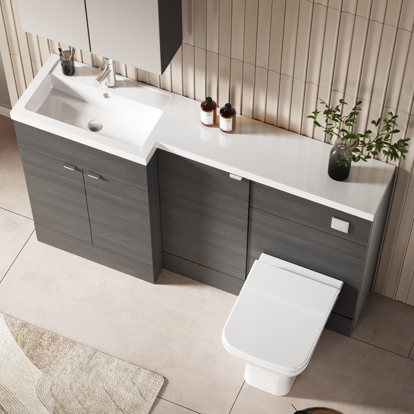 Hudson Reed Fusion 1500mm Left Hand Floor Standing Vanity Basin & Toilet Combination Unit