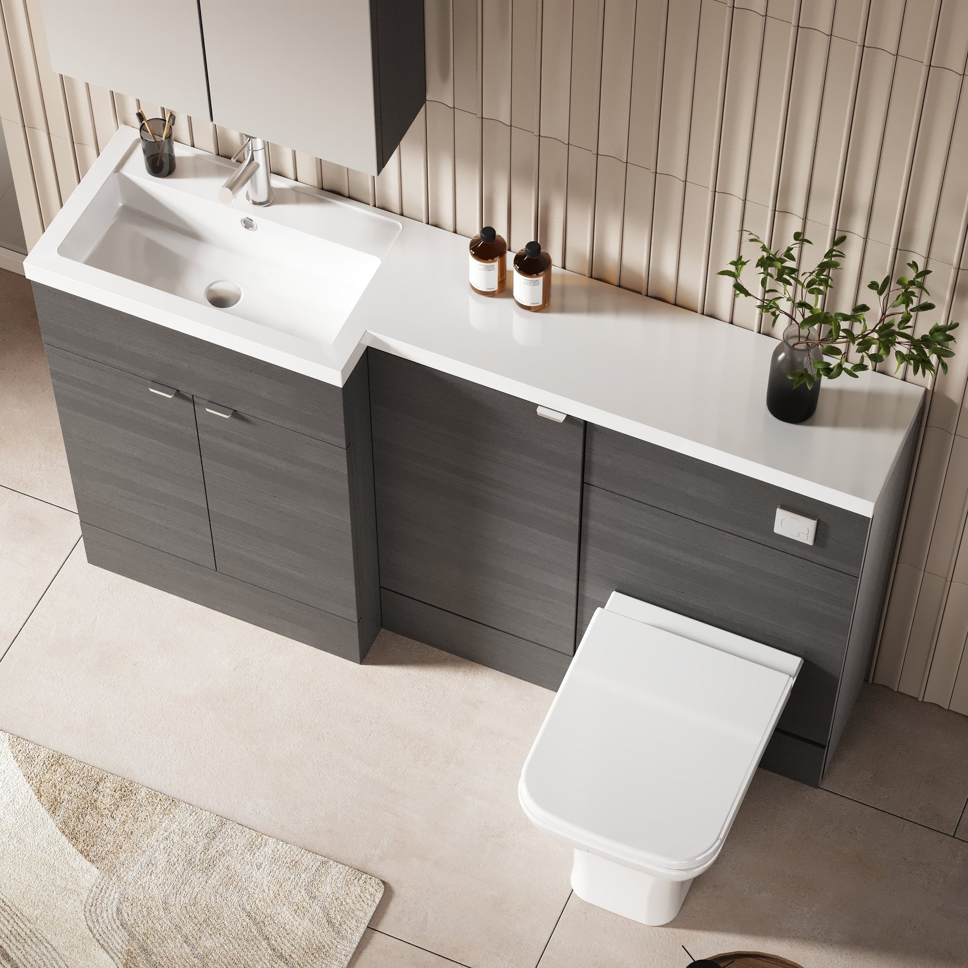 Hudson Reed Fusion 1500mm Left Hand Floor Standing Vanity Basin & Toilet Combination Unit