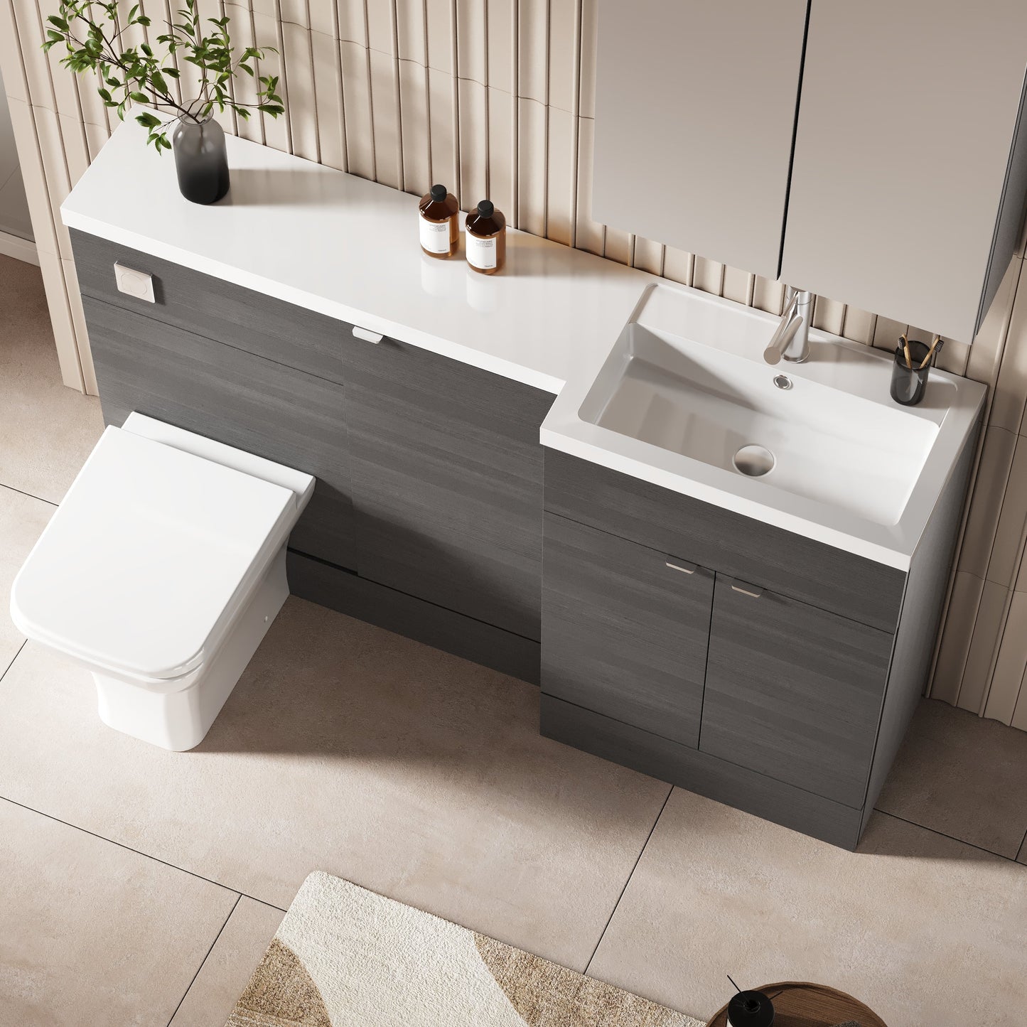 Hudson Reed Fusion 1500mm Floor Standing 2 Door Vanity Basin & Right Hand Toilet Combination Unit