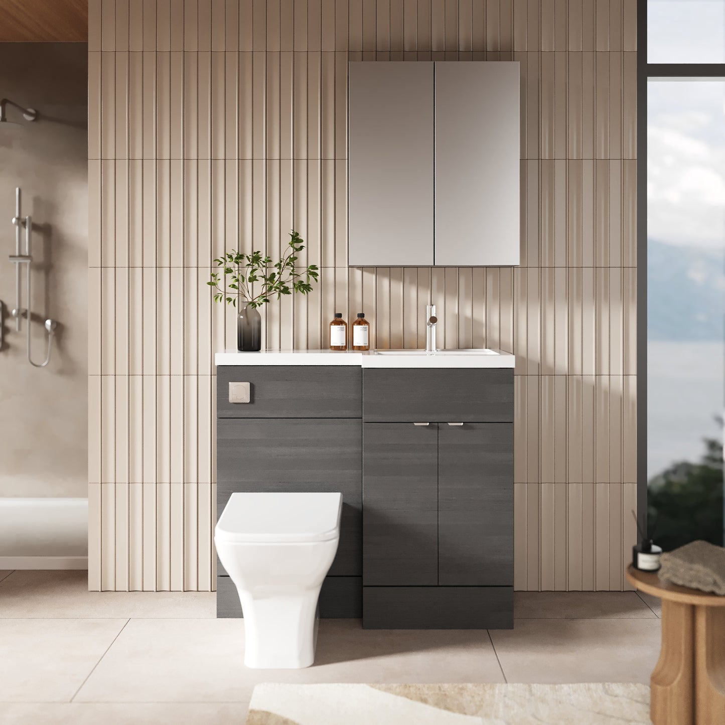 Hudson Reed Fusion 1000mm Floor Standing 2 Door Right Hand Vanity Basin & Toilet Combination