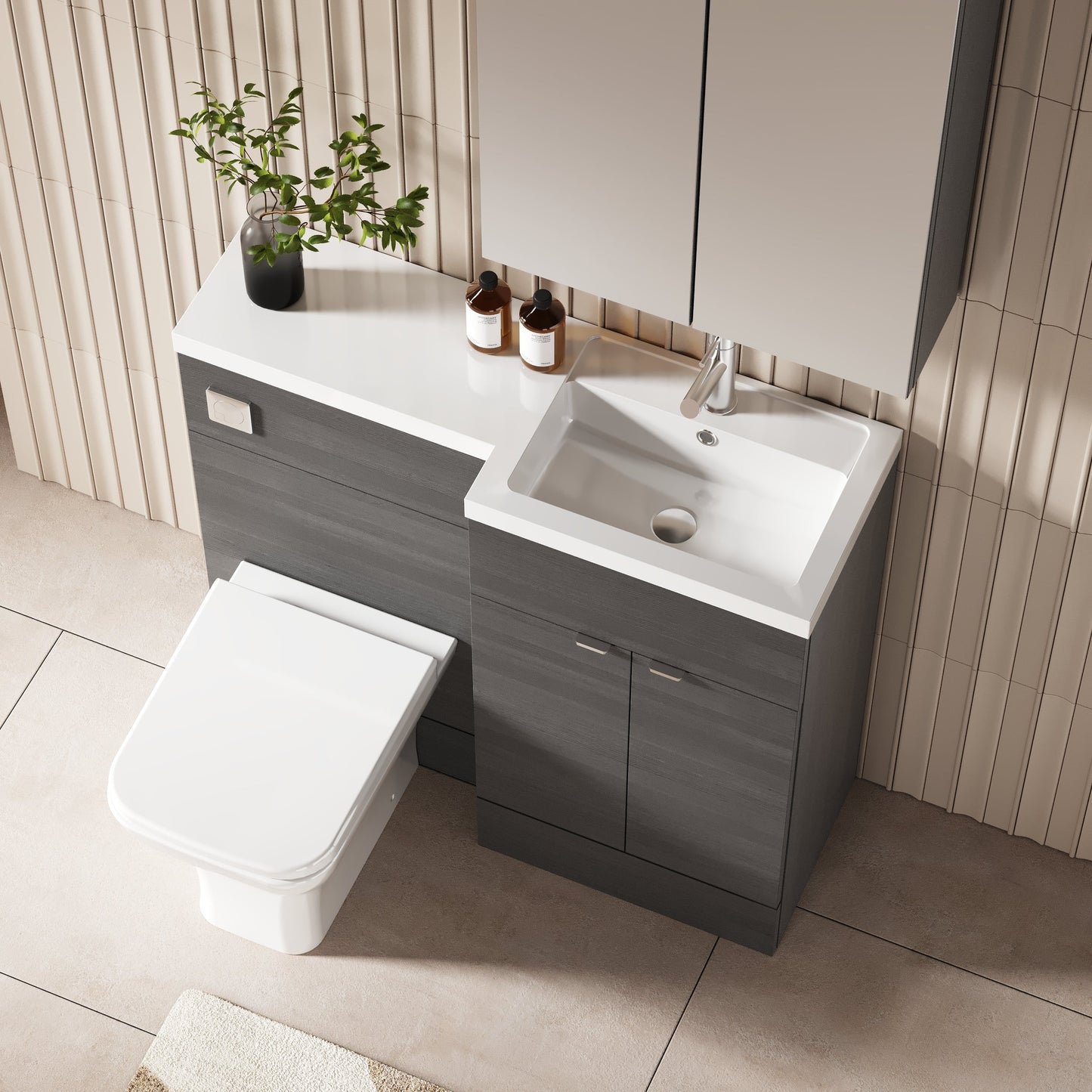 Hudson Reed Fusion 1000mm Floor Standing 2 Door Right Hand Vanity Basin & Toilet Combination
