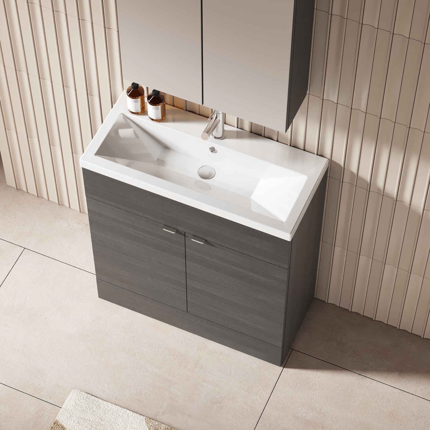 Hudson Reed Fusion 800mm Floor Standing 2 Door Vanity Unit & Ceramic Basin