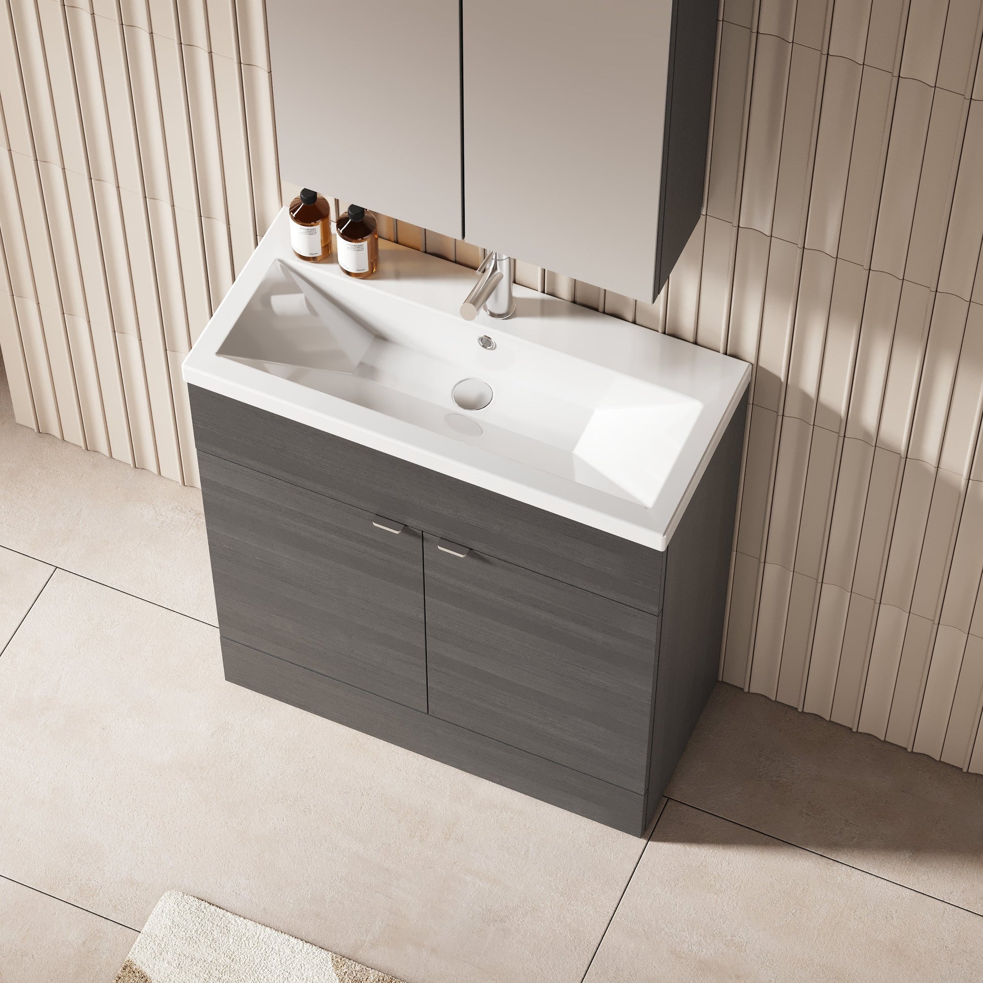 Hudson Reed Fusion 800mm Floor Standing 2 Door Vanity Unit & Ceramic Basin