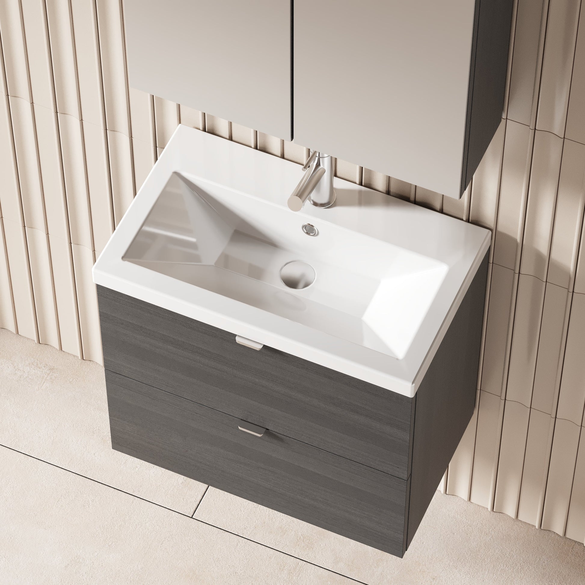Hudson Reed Fusion 600mm Wall Hung 2 Drawer Vanity Unit & Ceramic Basin