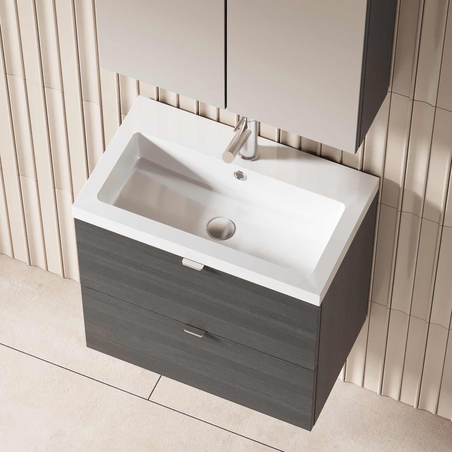 Hudson Reed Fusion 600mm Wall Hung 2 Drawer Vanity Unit with Soft Close Drawers & Basin