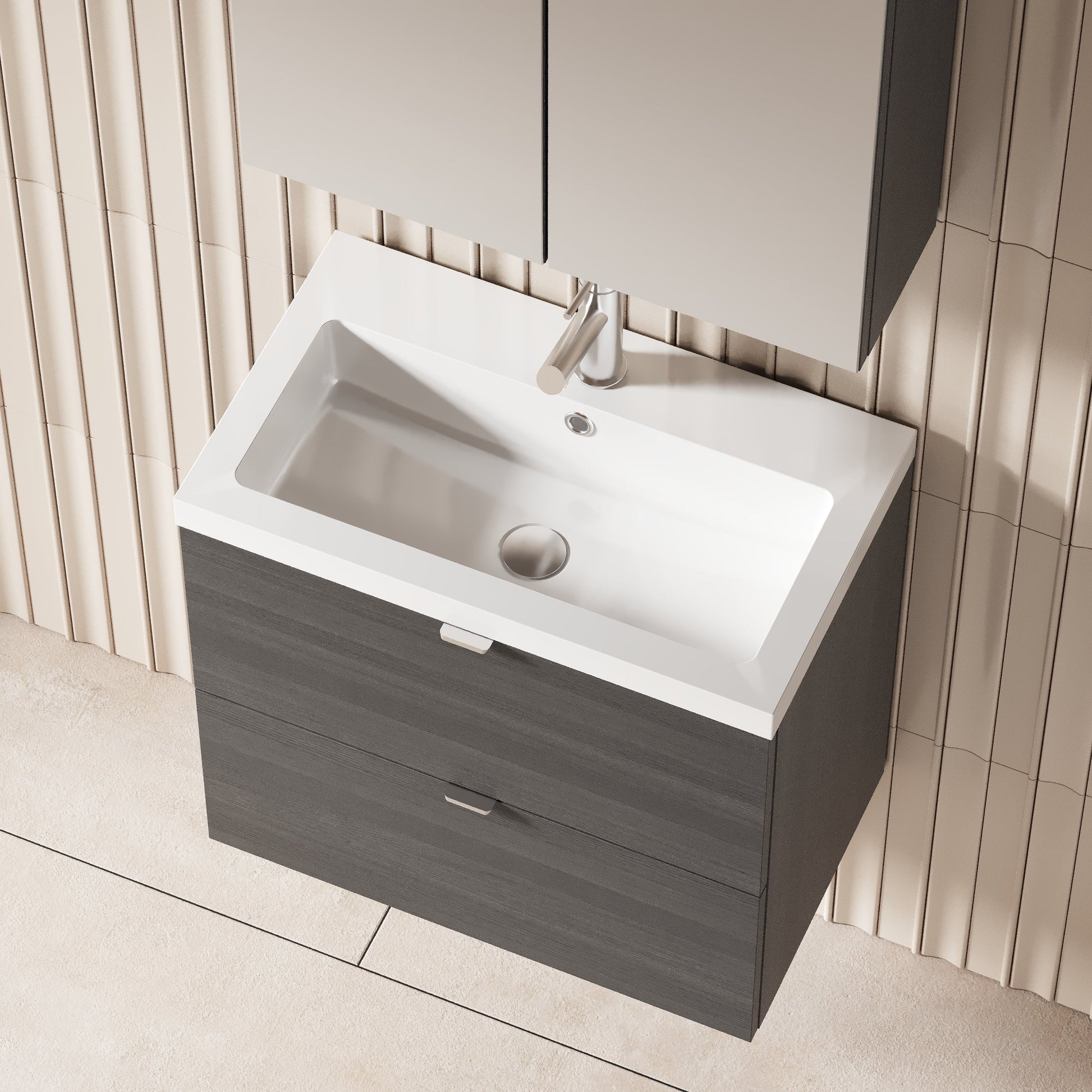 Hudson Reed Fusion 600mm Wall Hung 2 Drawer Vanity Unit with Soft Close Drawers & Basin