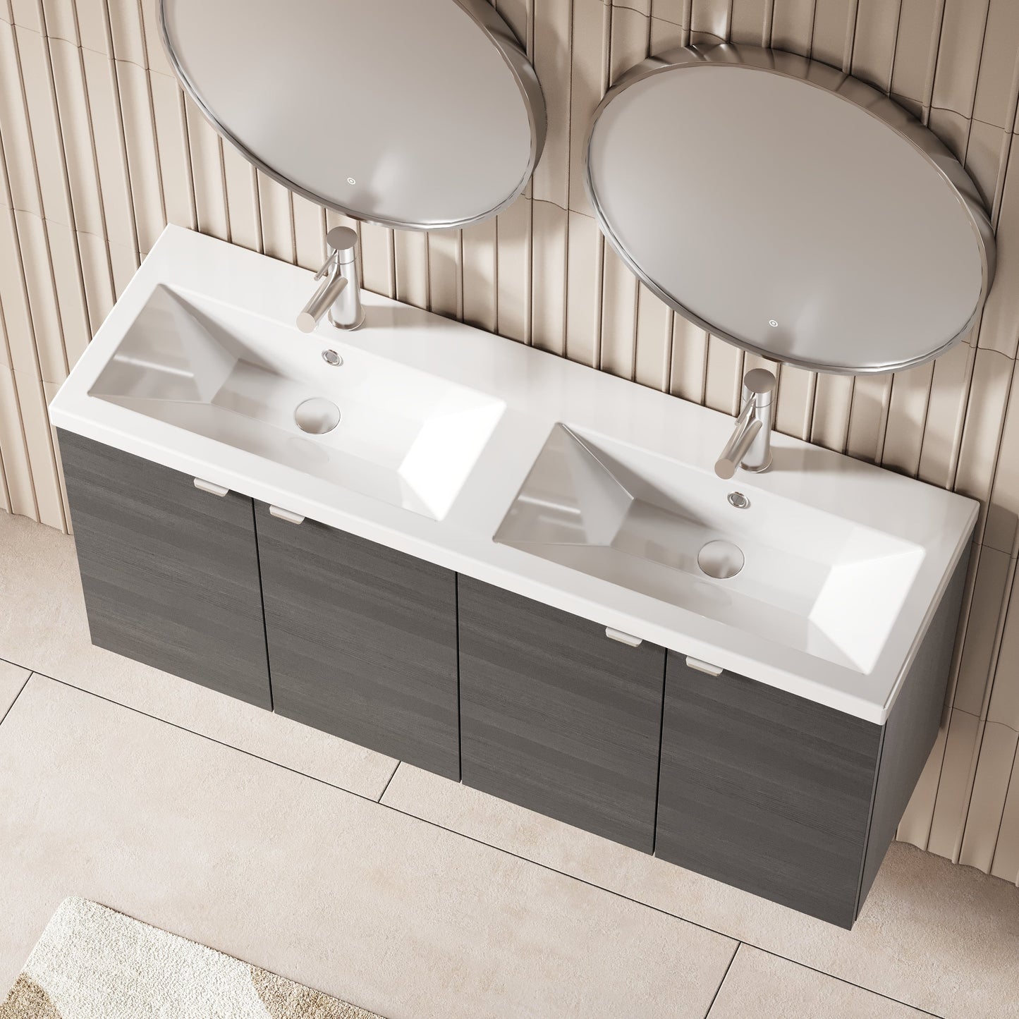 Hudson Reed Fusion 1200mm Wall Hung 2 Door Vanity Unit & Twin Ceramic Basin