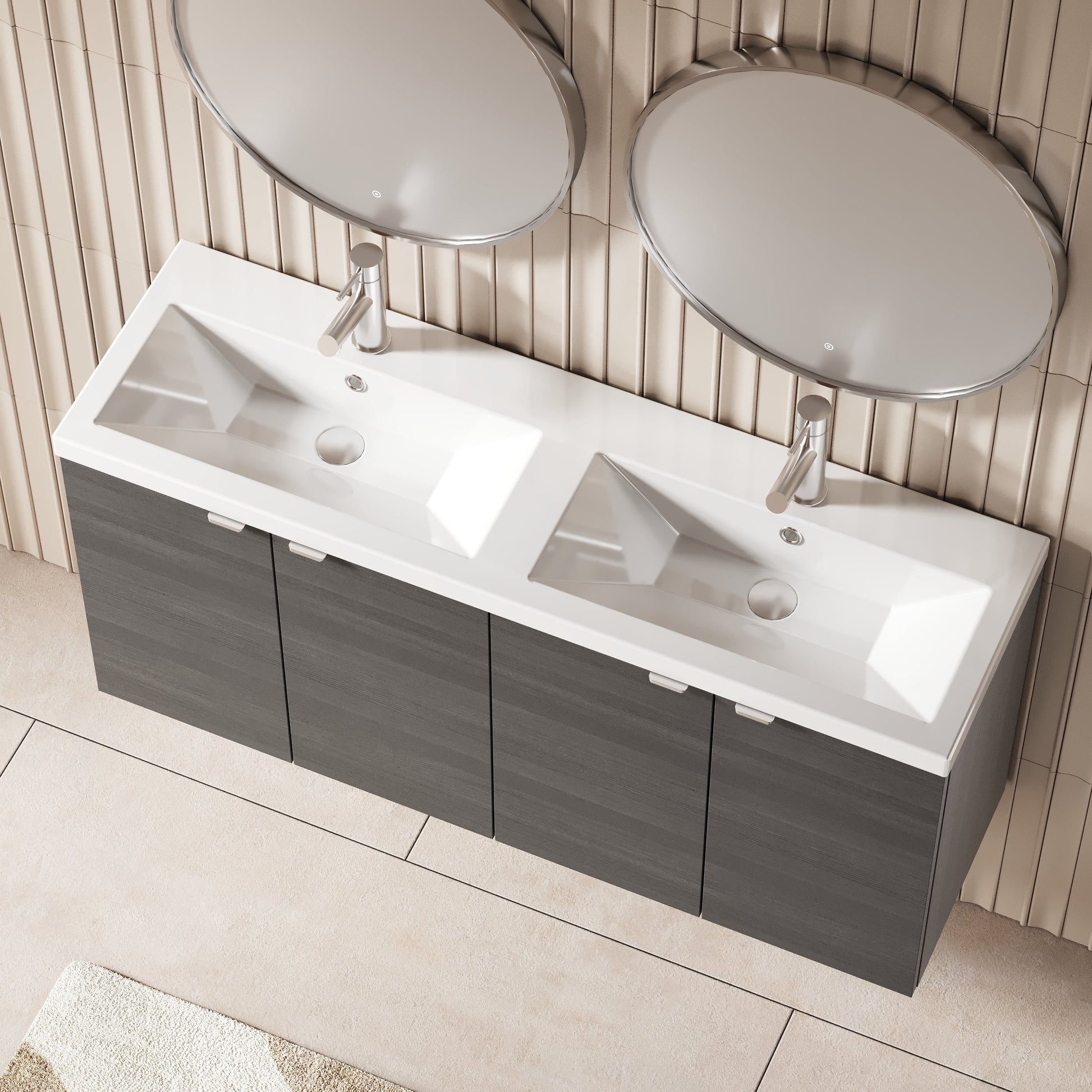 Hudson Reed Fusion 1200mm Wall Hung 2 Door Vanity Unit & Twin Ceramic Basin