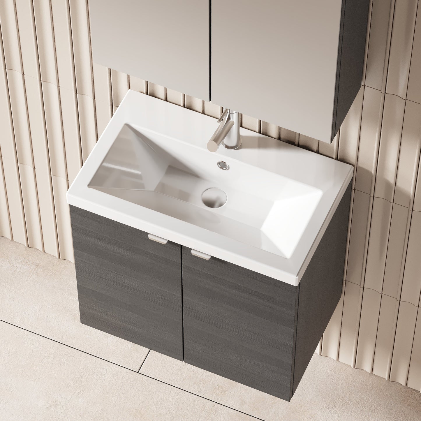 Hudson Reed Fusion 600mm Wall Hung 2 Door Vanity Unit & Basin With Soft Close Doors