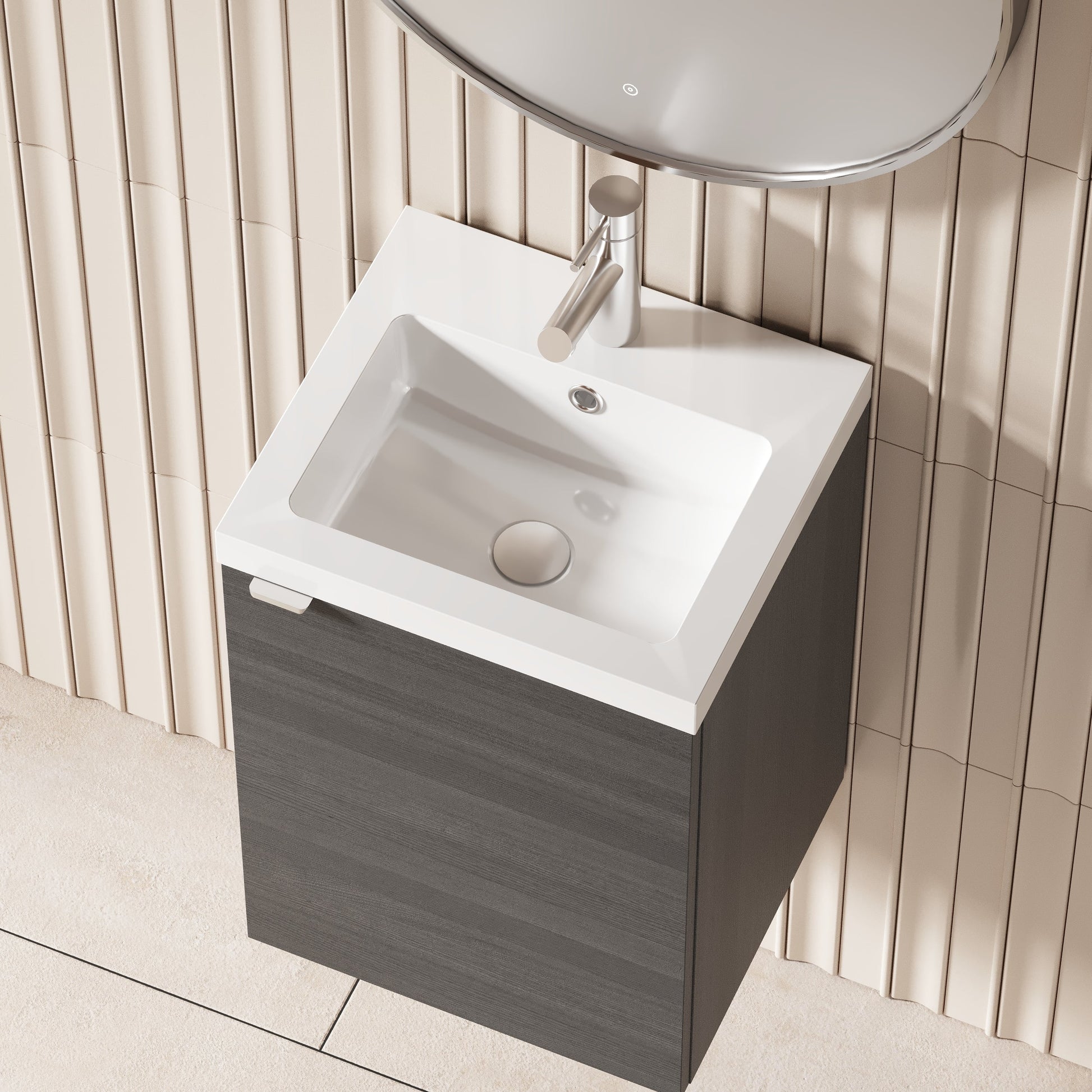 Hudson Reed Fusion 400mm Wall Hung 1 Door Vanity Unit & Basin With Soft Close Door