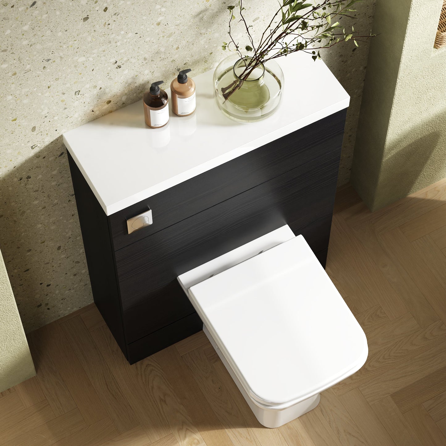 Hudson Reed Fusion 600mm Charcoal Black Floor Standing Toilet Unit With Polymarble Top
