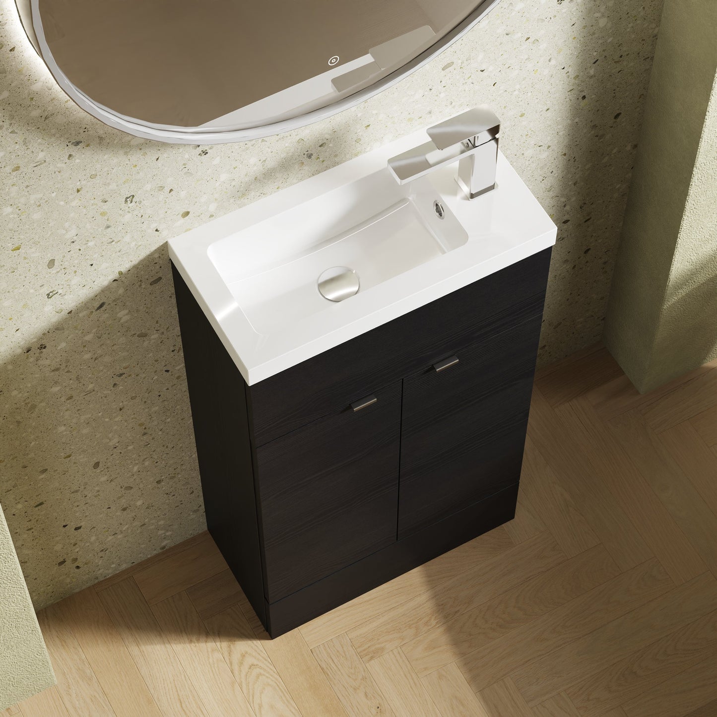 Hudson Reed Fusion Compact 500mm Floor Standing 2 Door Vanity Unit & Polymarble Basin