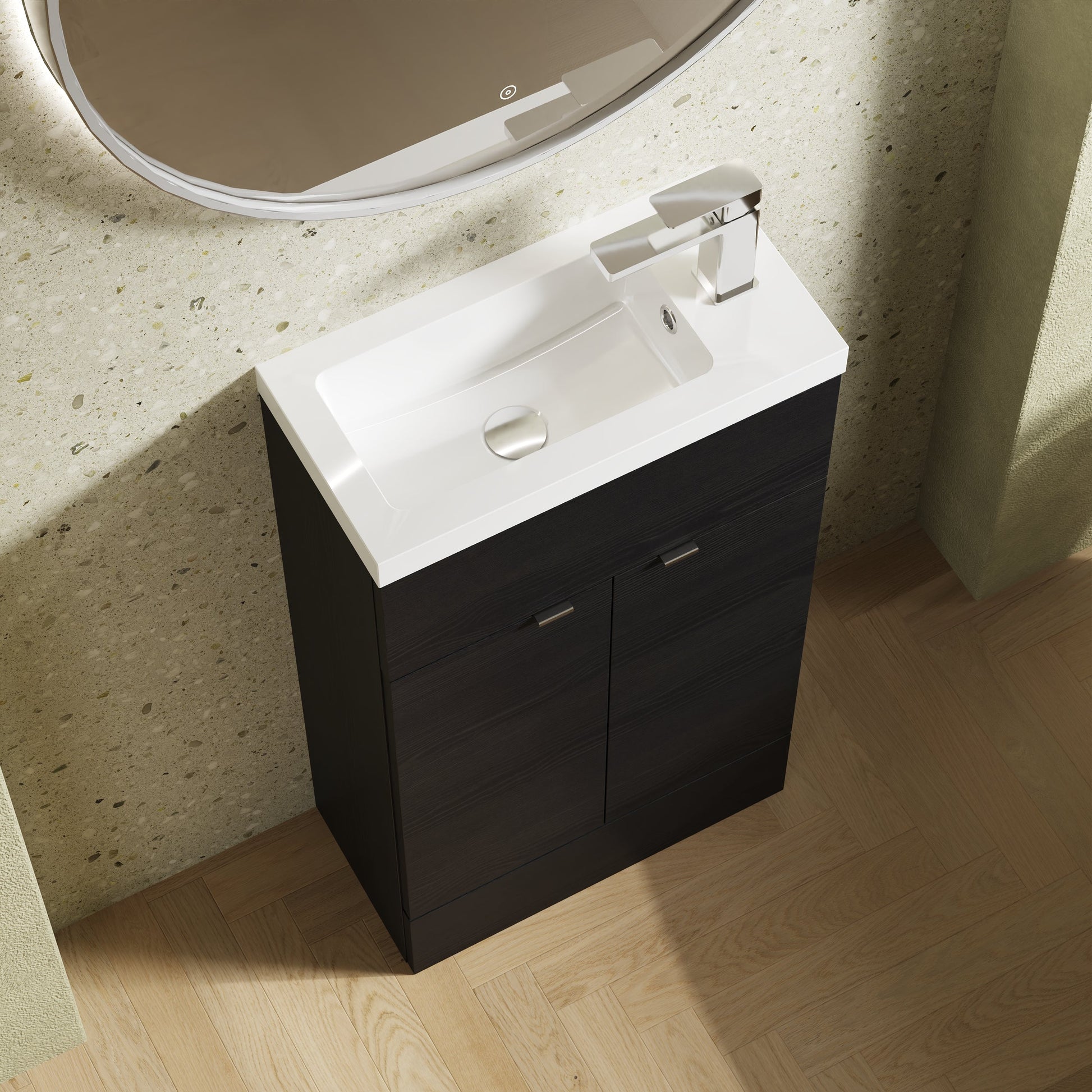 Hudson Reed Fusion Compact 500mm Floor Standing 2 Door Vanity Unit & Polymarble Basin