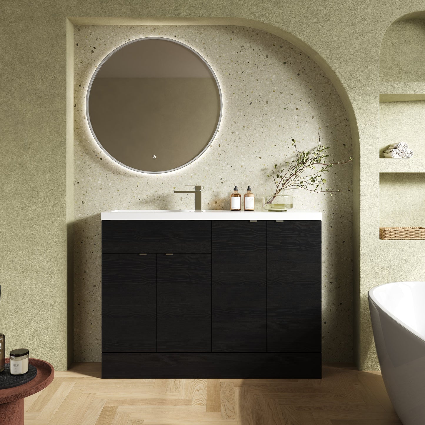 Hudson Reed Fusion 1200mm Compact Charcoal Black Floor Standing 2 Door Vanity Basin Combination