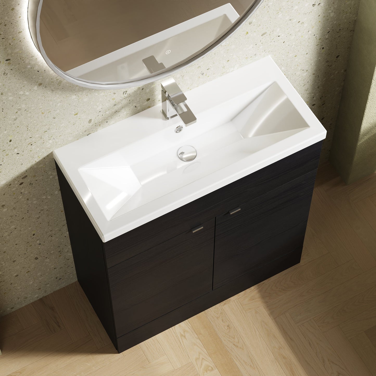 Hudson Reed Fusion 800mm Floor Standing 2 Door Vanity Unit With Ceramic Basin