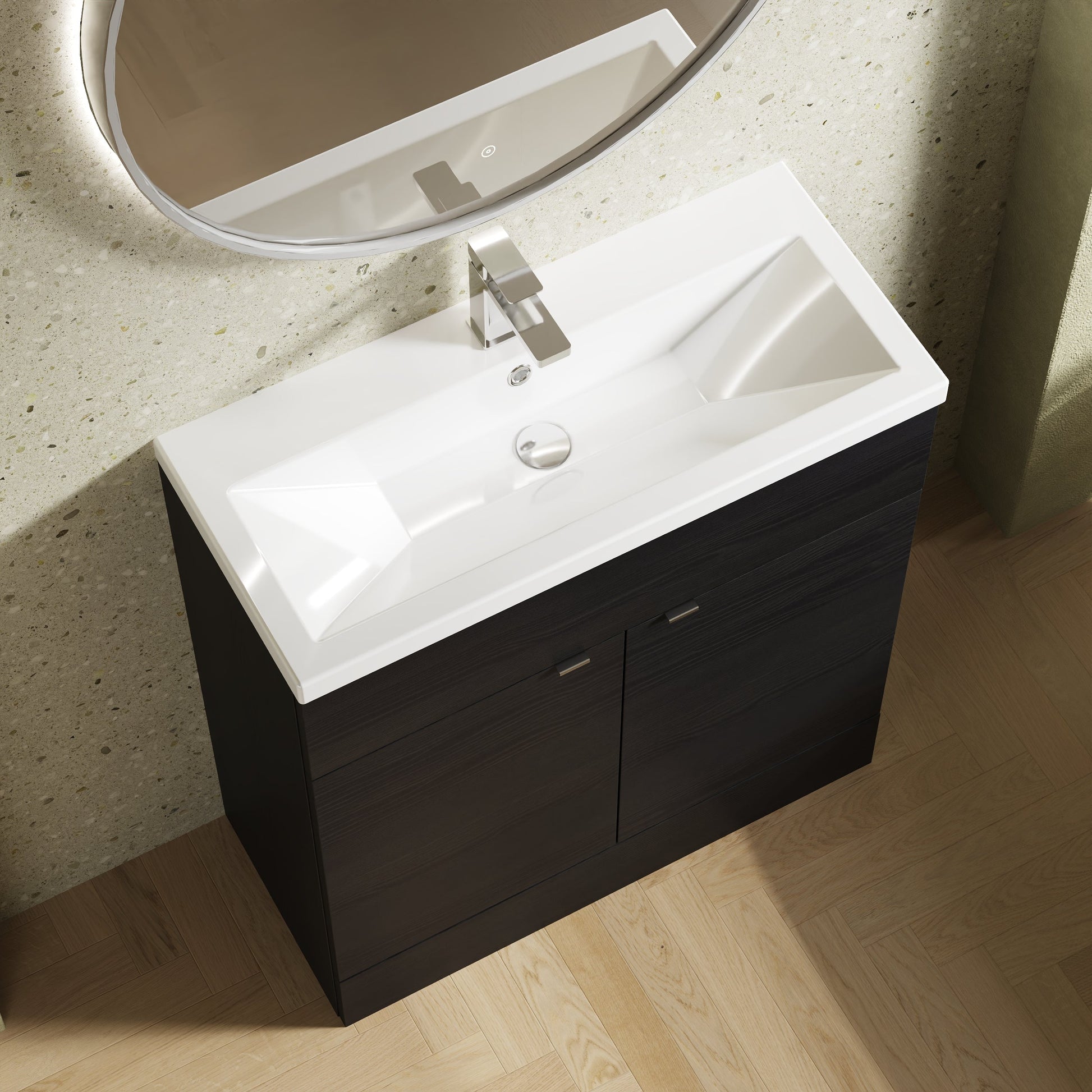 Hudson Reed Fusion 800mm Floor Standing 2 Door Vanity Unit With Ceramic Basin