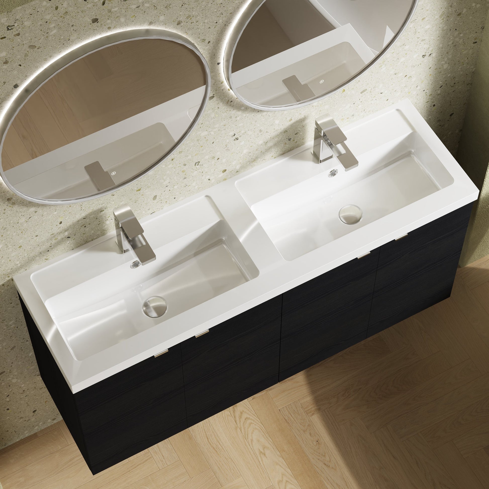 Hudson Reed Fusion 1200mm Charcoal Black Wall Hung Vanity Unit with Twin Basin