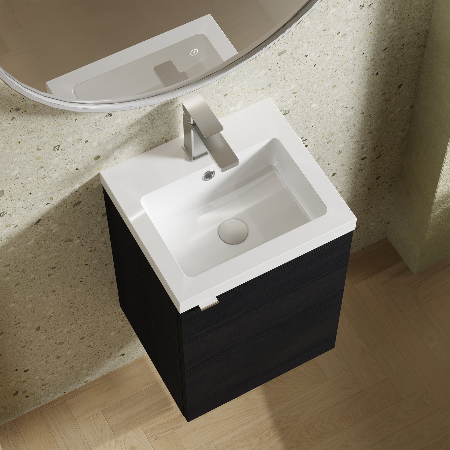 Hudson Reed Fusion 400mm Charcoal Black Wall Hung 1 Door Vanity Unit & Basin