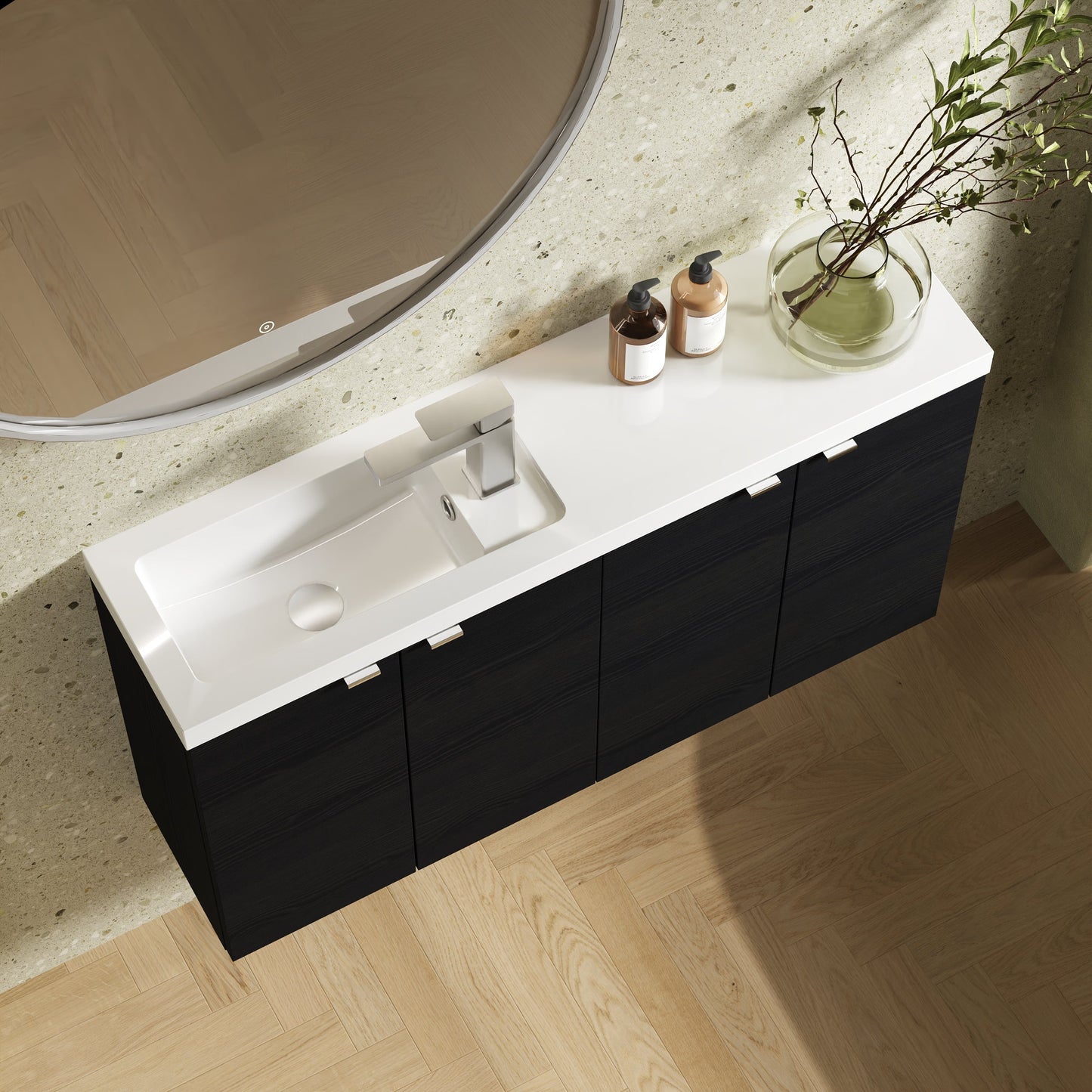 Hudson Reed Fusion Compact 1000mm Charcoal Black Wall Hung 2 Door Vanity Unit & Basin