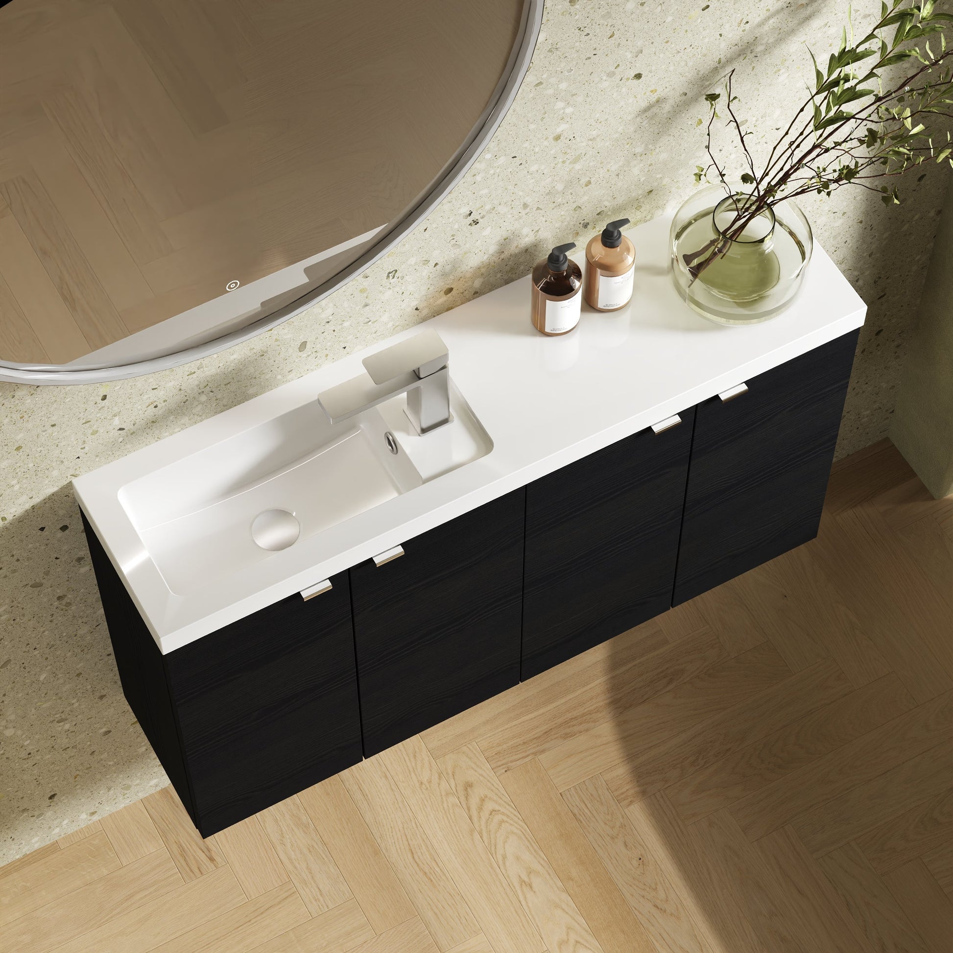 Hudson Reed Fusion Compact 1000mm Charcoal Black Wall Hung 2 Door Vanity Unit & Basin