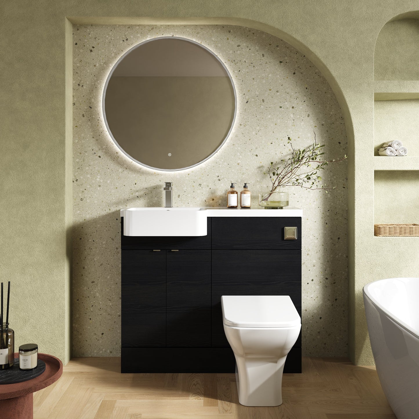 Hudson Reed Fusion 1000mm Charcoal Black Floor Standing Vanity Toilet Basin Unit