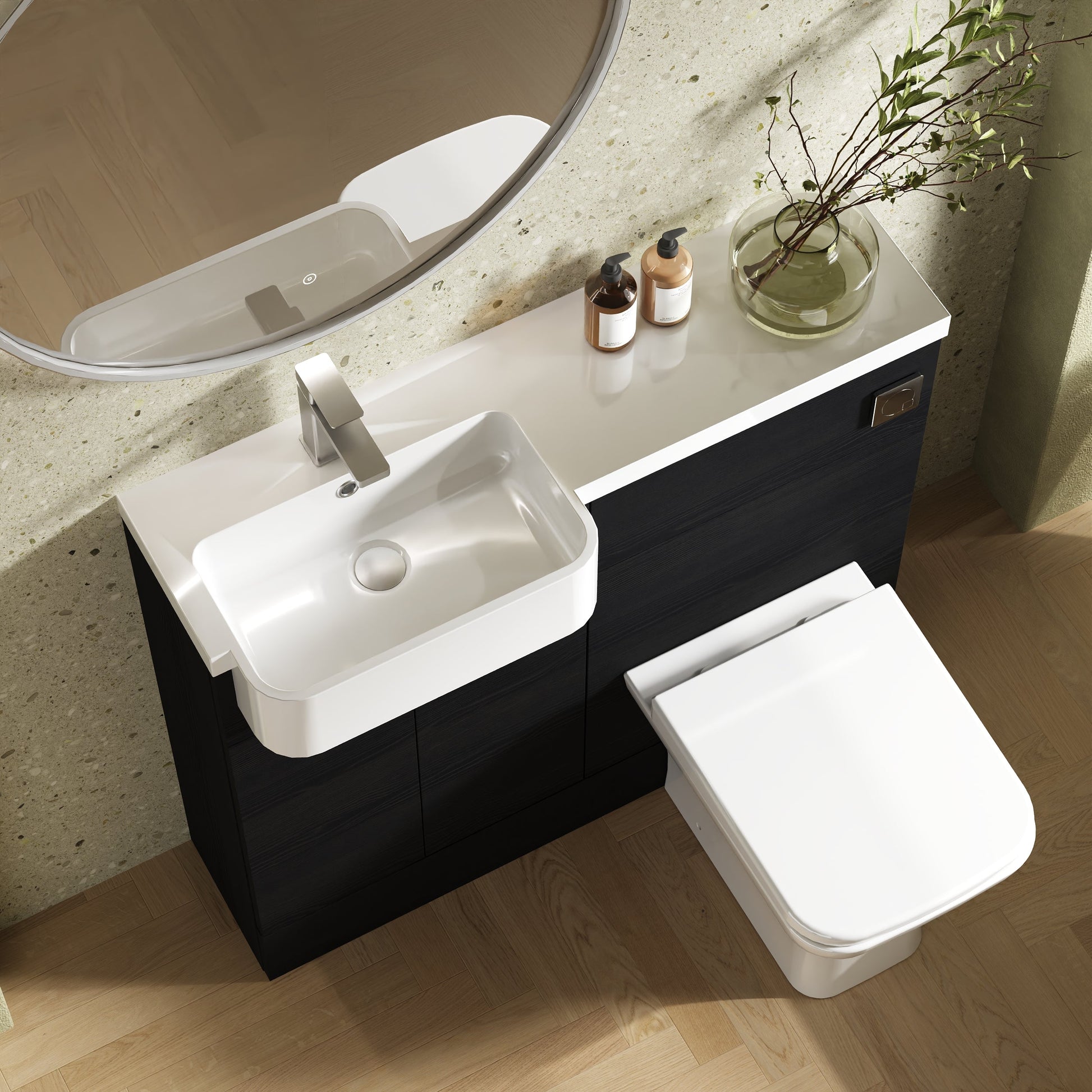Hudson Reed Fusion 1000mm Charcoal Black Floor Standing Vanity Toilet Basin Unit